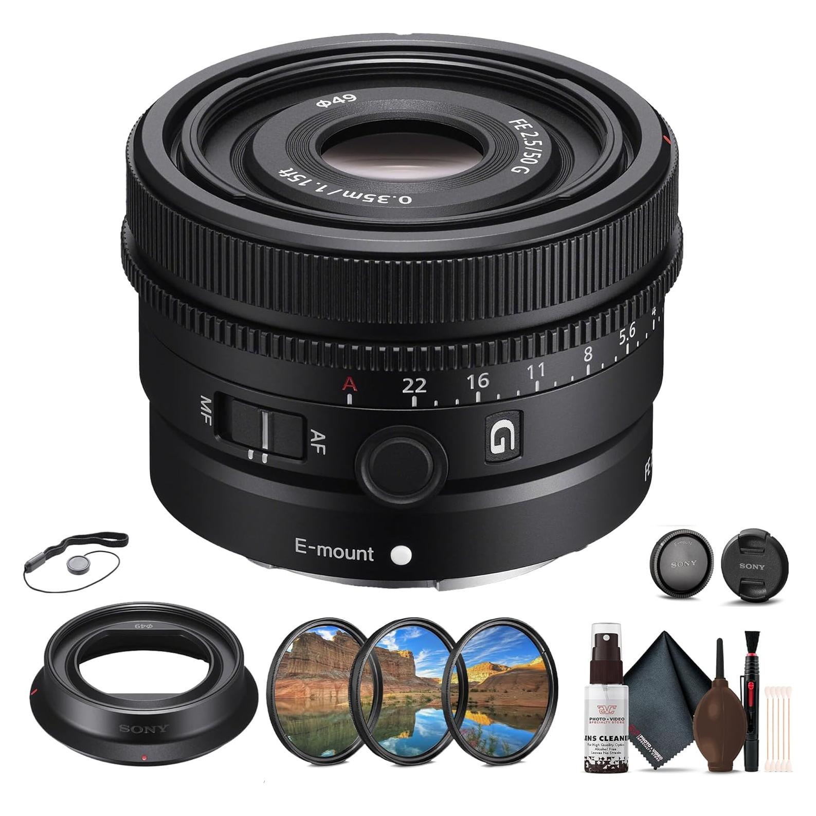 Lente Sony FE 50mm f/2.5 G E-Mount + Kit de Filtros y Limpieza