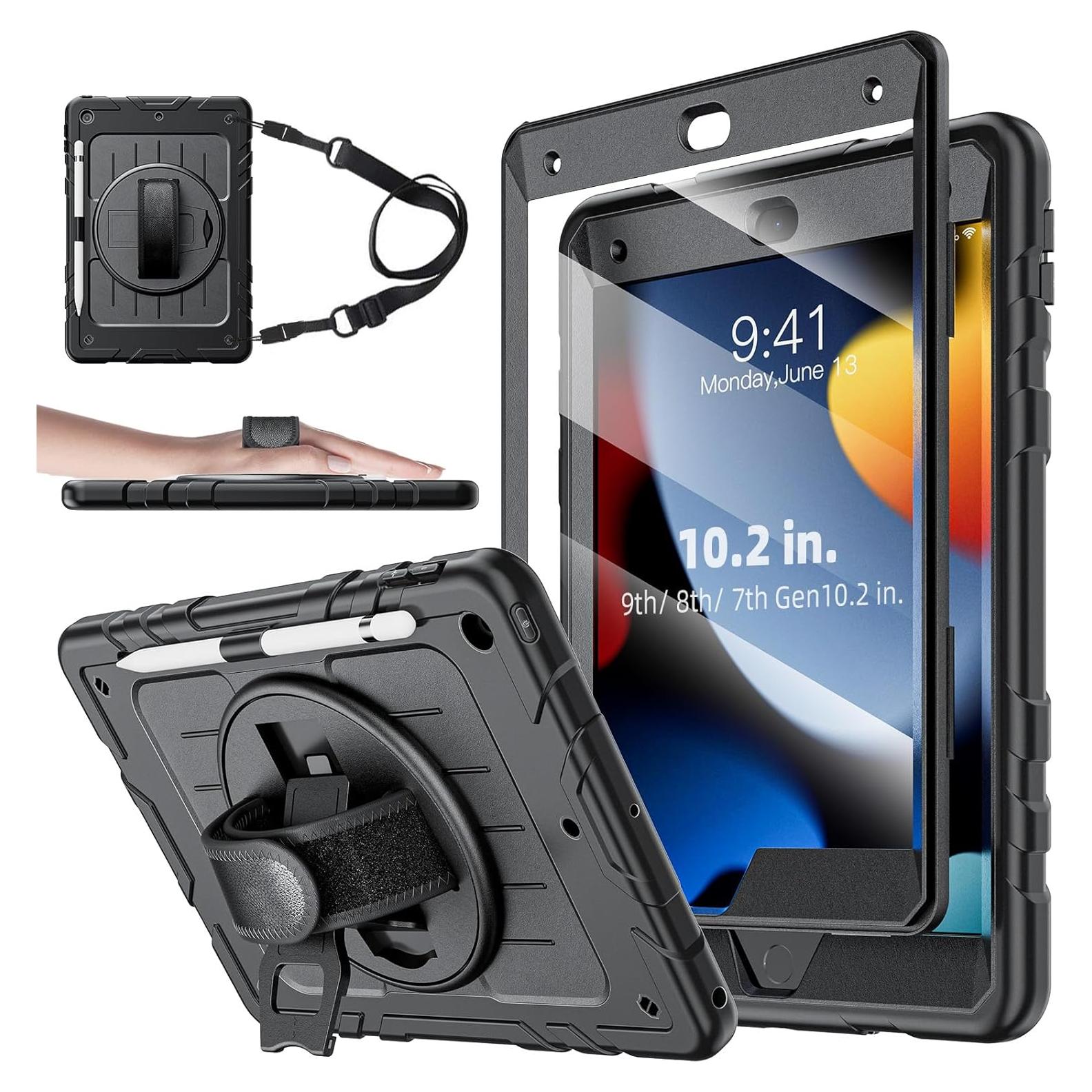 Funda para iPad 10.2" Stweap con Soporte y Correa Negra