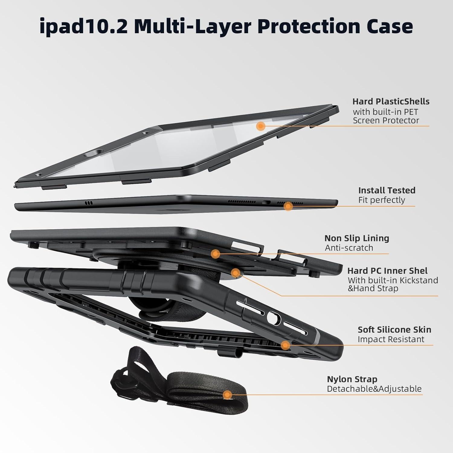 Funda para iPad 10.2" Stweap con Soporte y Correa Negra