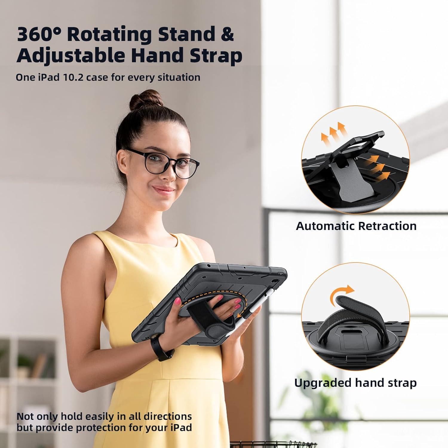 Funda para iPad 10.2" Stweap con Soporte y Correa Negra