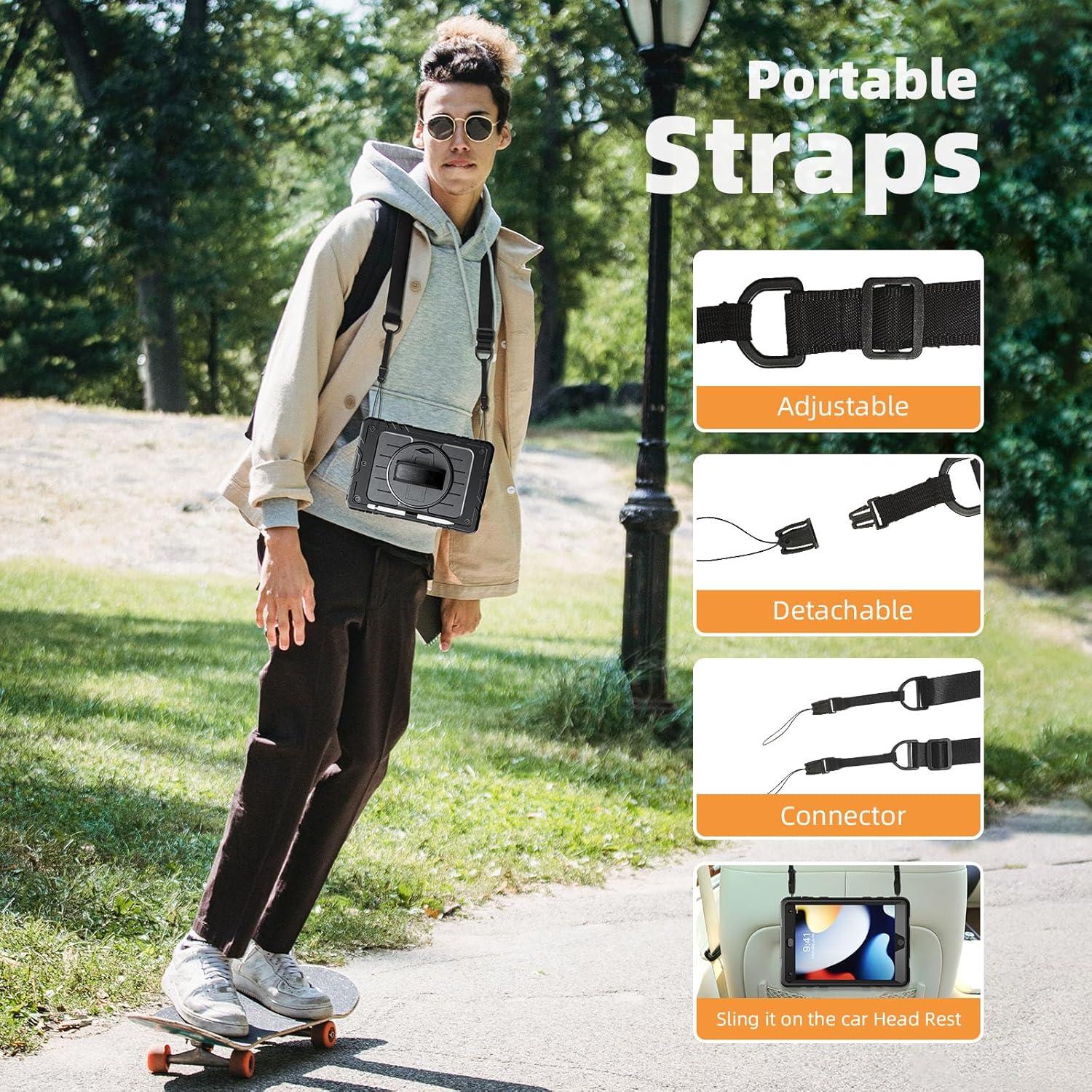 Funda para iPad 10.2" Stweap con Soporte y Correa Negra