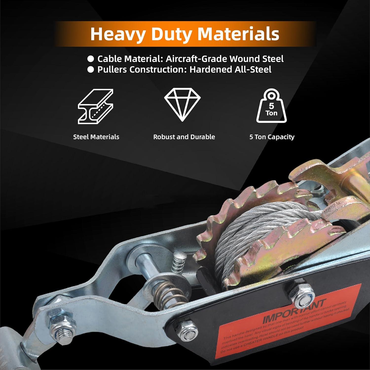 Come Along Puller Higehio 5 Ton Doble Engranaje 3m Cable