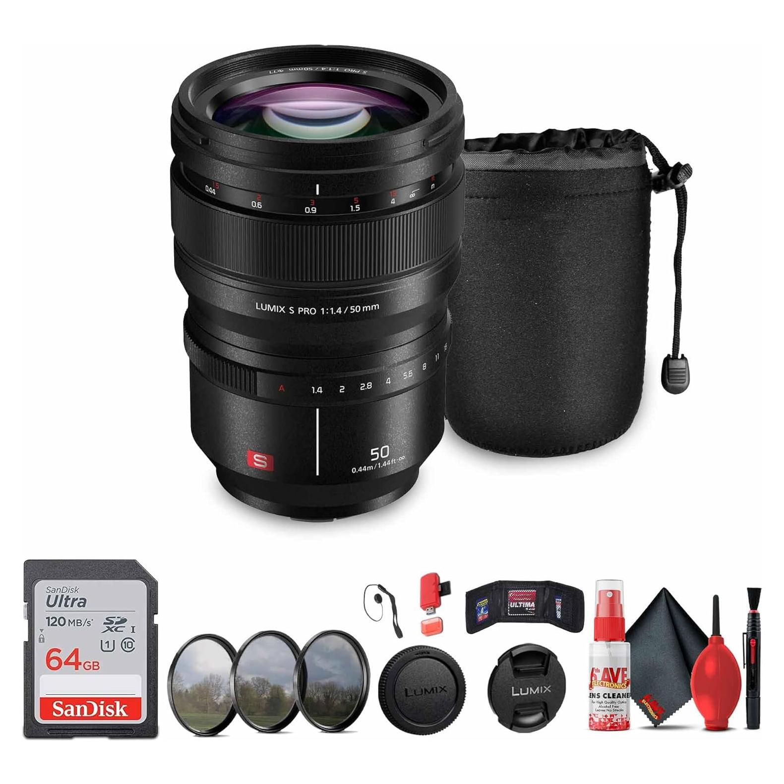 Lente Panasonic Lumix S PRO 50mm f/1.4 + Accesorios