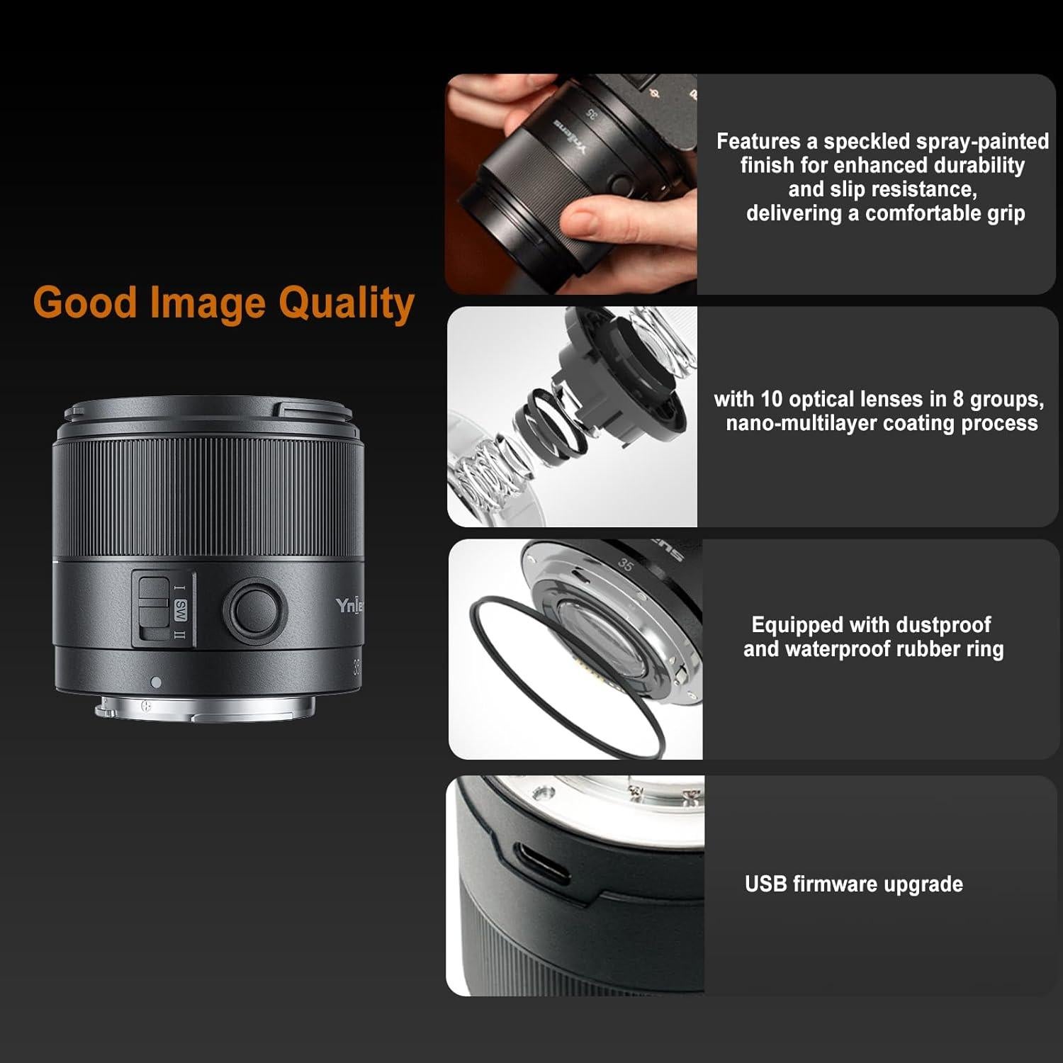 Lente Yongnuo 35mm f/1.8 Montura E para Sony - Compacta y Ligera