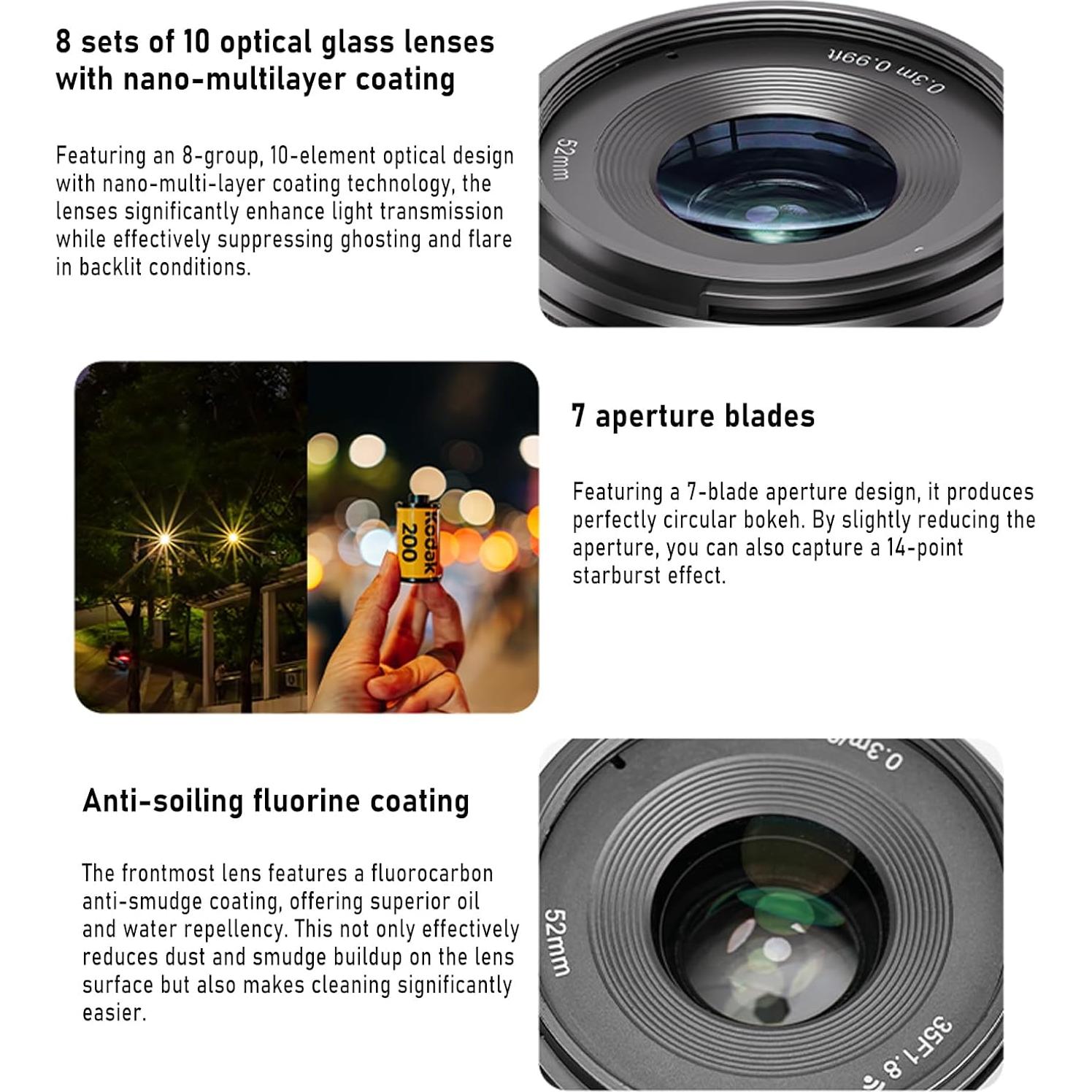 Lente Yongnuo 35mm f/1.8 Montura E para Sony - Compacta y Ligera