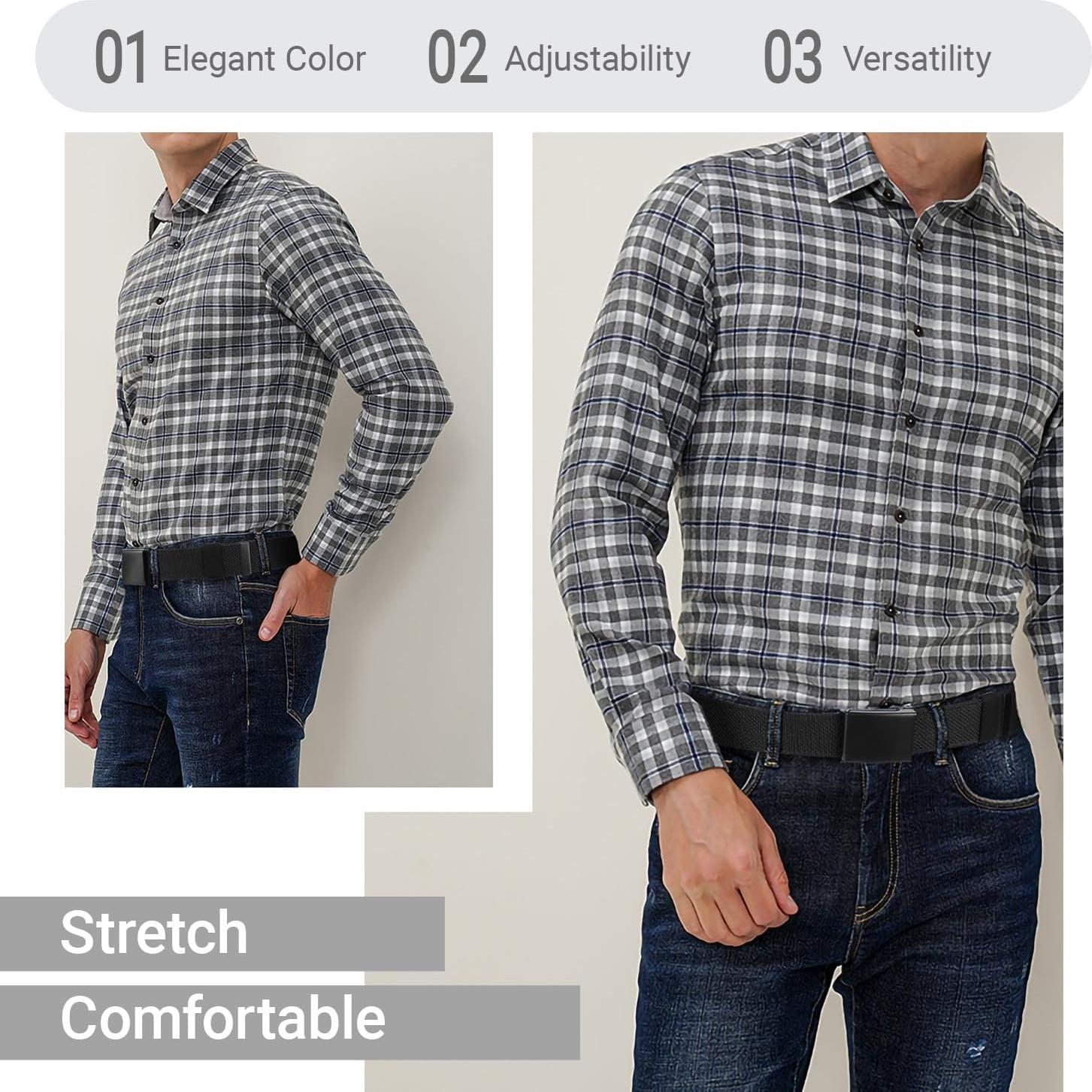 Cinturón elástico para hombres talla grande 68.6-76.2 cm negro