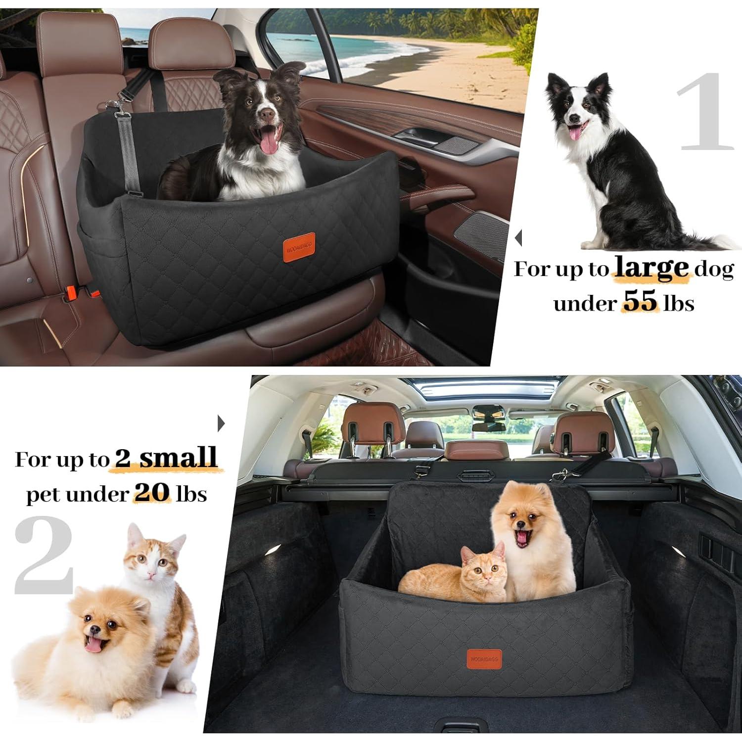 Asiento de Coche para Perros Wooaidagg Grande Negro 25kg