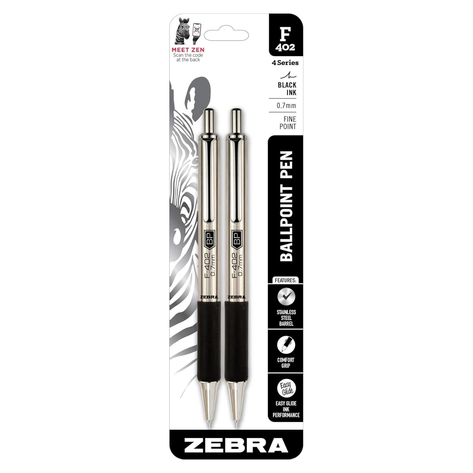 Bolígrafo Retráctil Zebra Pen F-402, Acero Inoxidable, 0.7mm