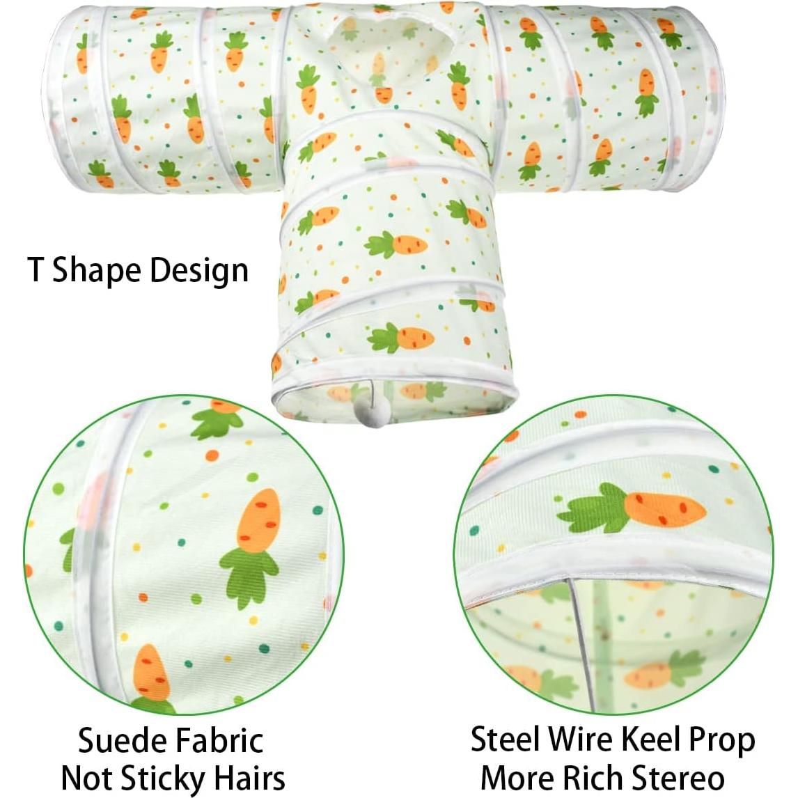 Túnel Colapsable para Mascotas Vehomy 3 Vías con Patrones de Zanahoria