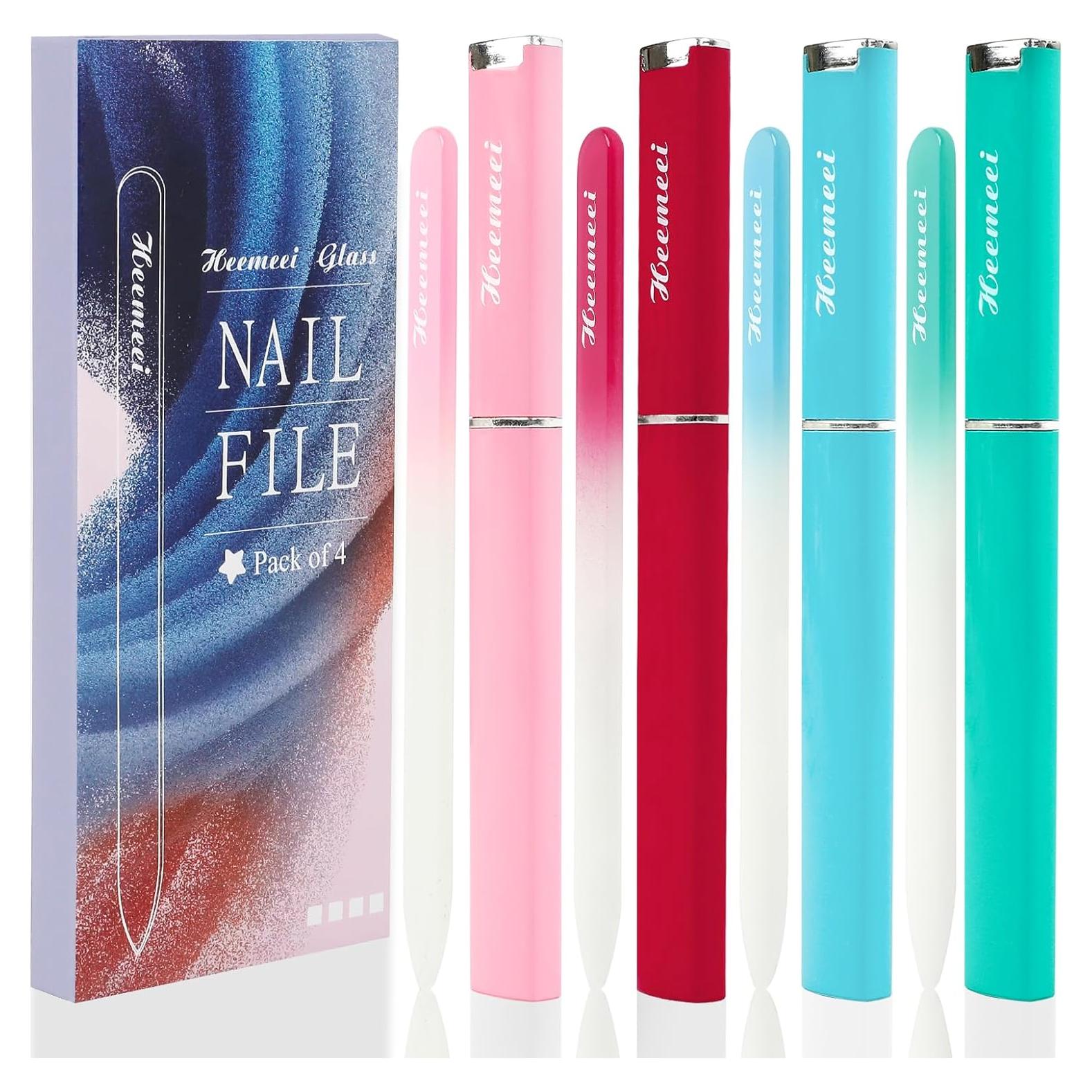 Set de 4 limas de vidrio Heemeei con estuche 180/320 grano