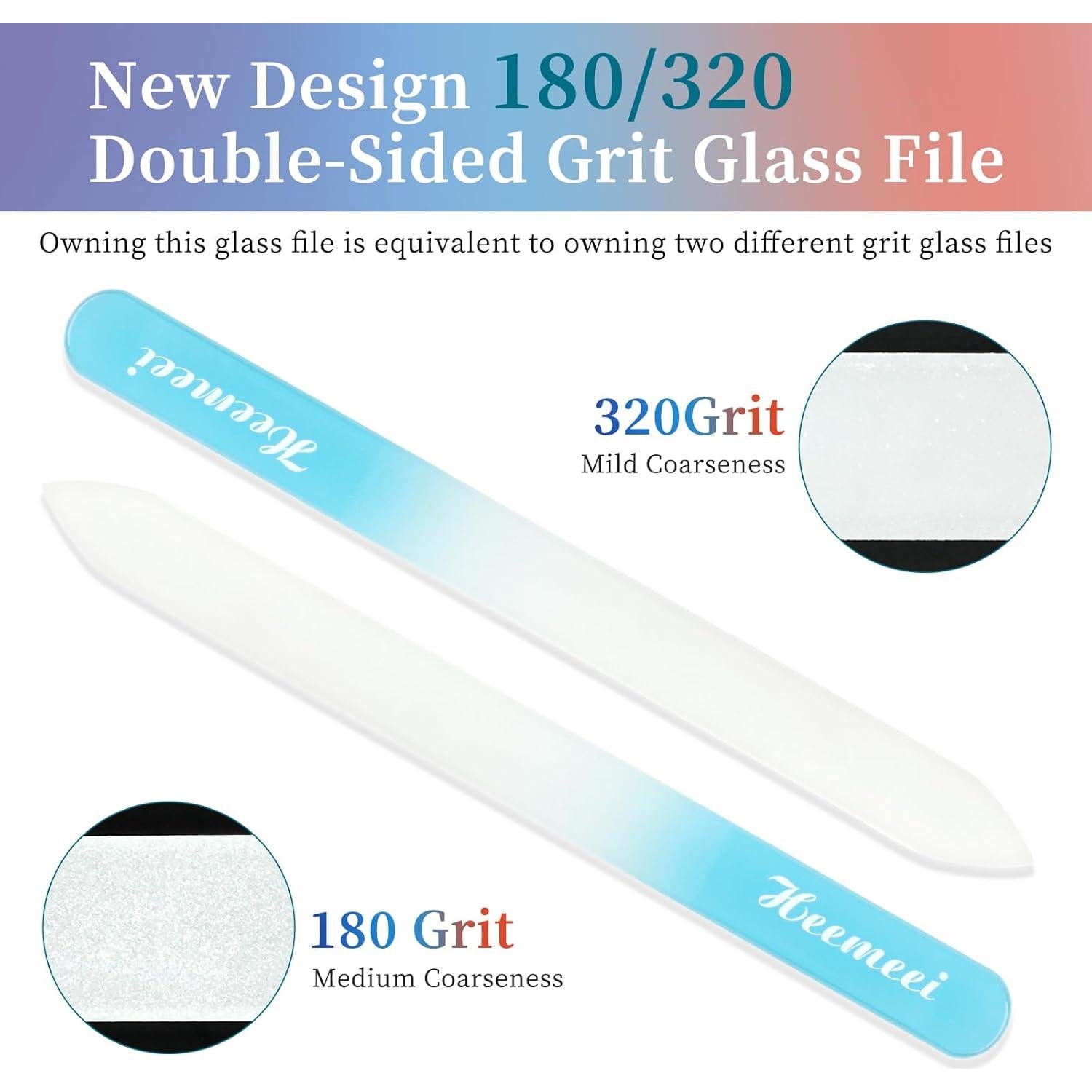 Set de 4 limas de vidrio Heemeei con estuche 180/320 grano