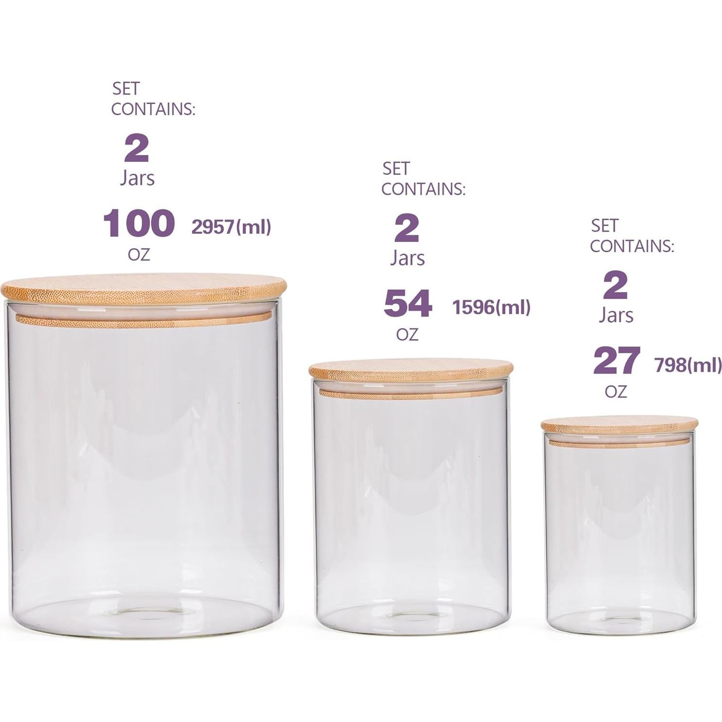 Tarros de Almacenamiento de Vidrio Wnaraa 6 Piezas 27-100oz