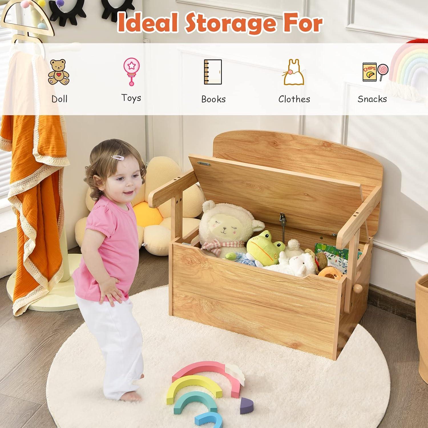 Conjunto de Mesa y Sillas HONEY JOY para Niños Natural 3 en 1