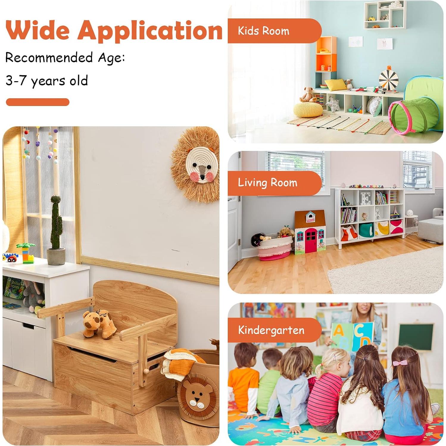 Conjunto de Mesa y Sillas HONEY JOY para Niños Natural 3 en 1