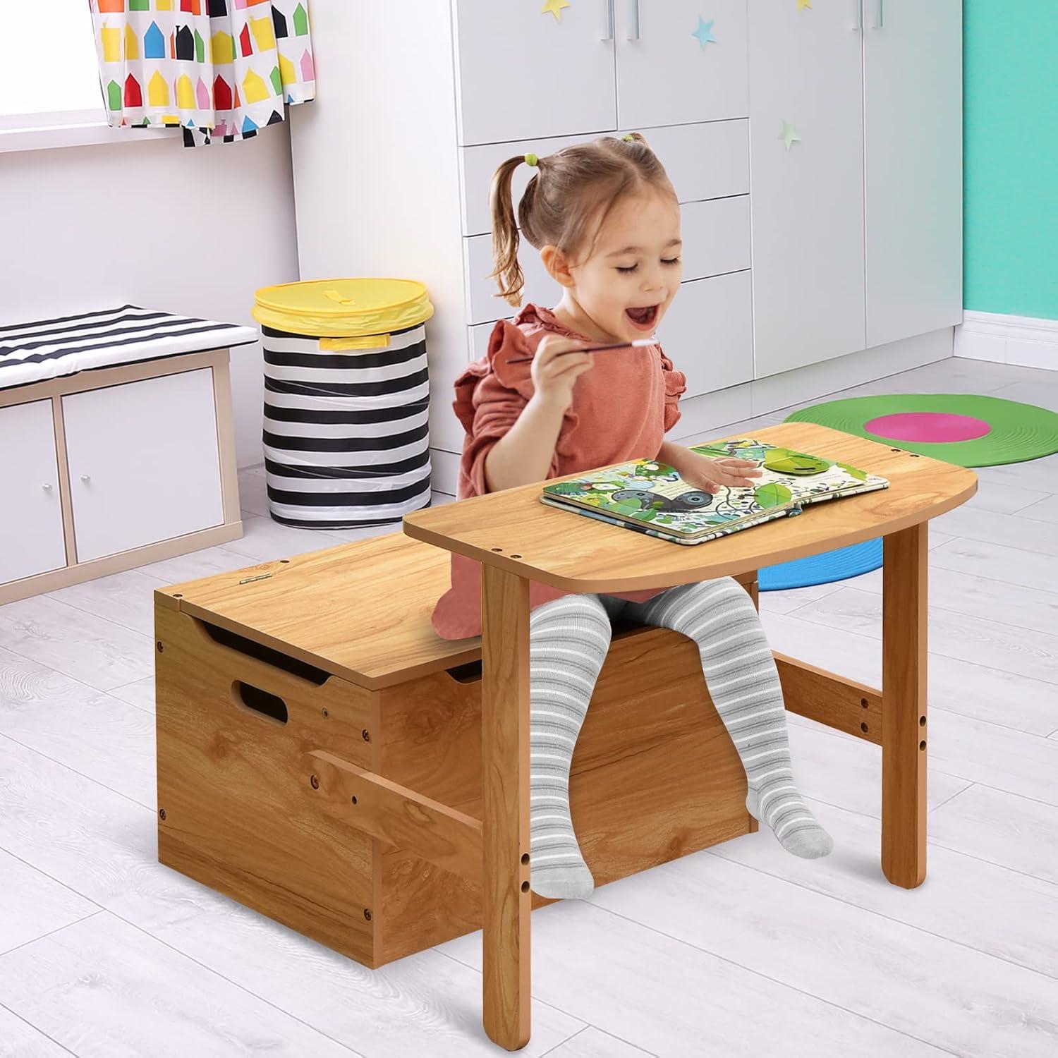 Conjunto de Mesa y Sillas HONEY JOY para Niños Natural 3 en 1