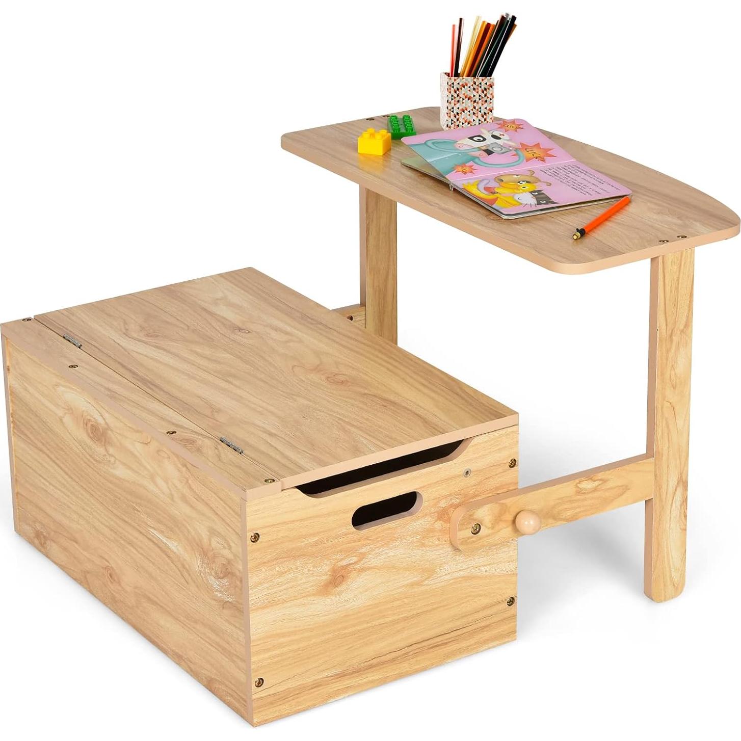 Conjunto de Mesa y Sillas HONEY JOY para Niños Natural 3 en 1