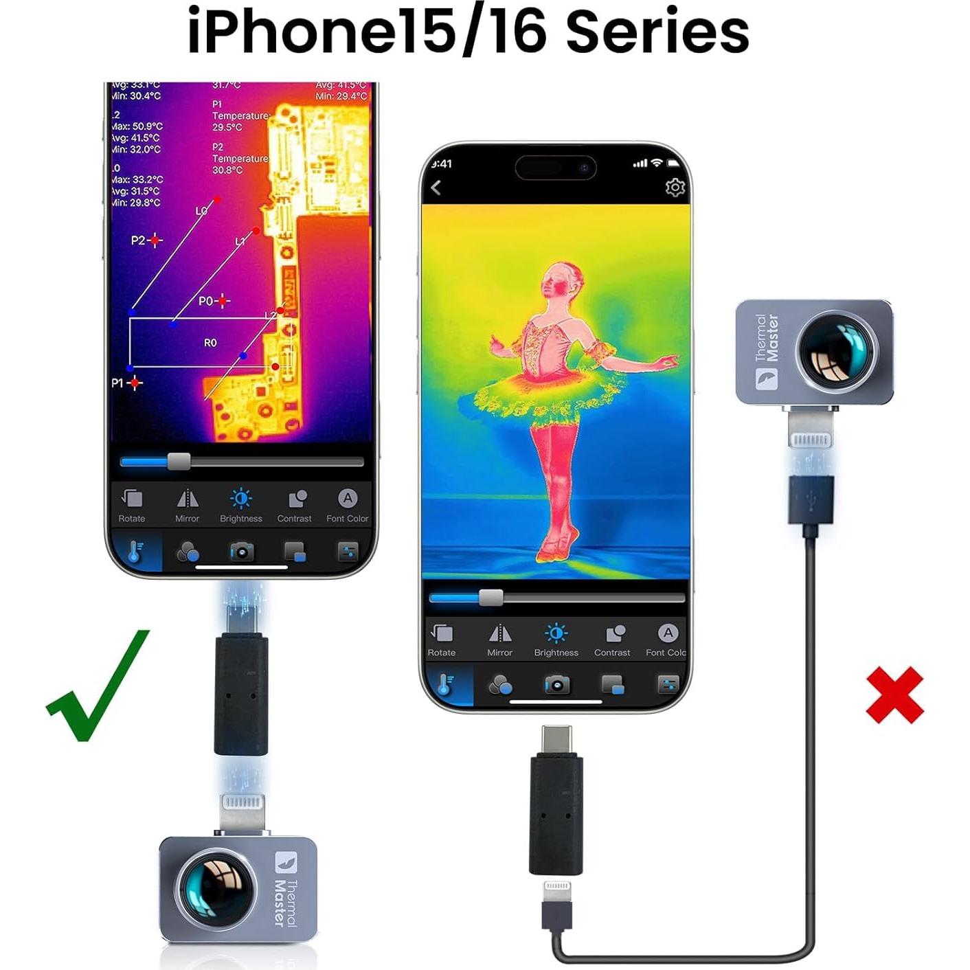 Cámara Térmica P2 Pro para iPhone, IR 512x384, Zoom 15X