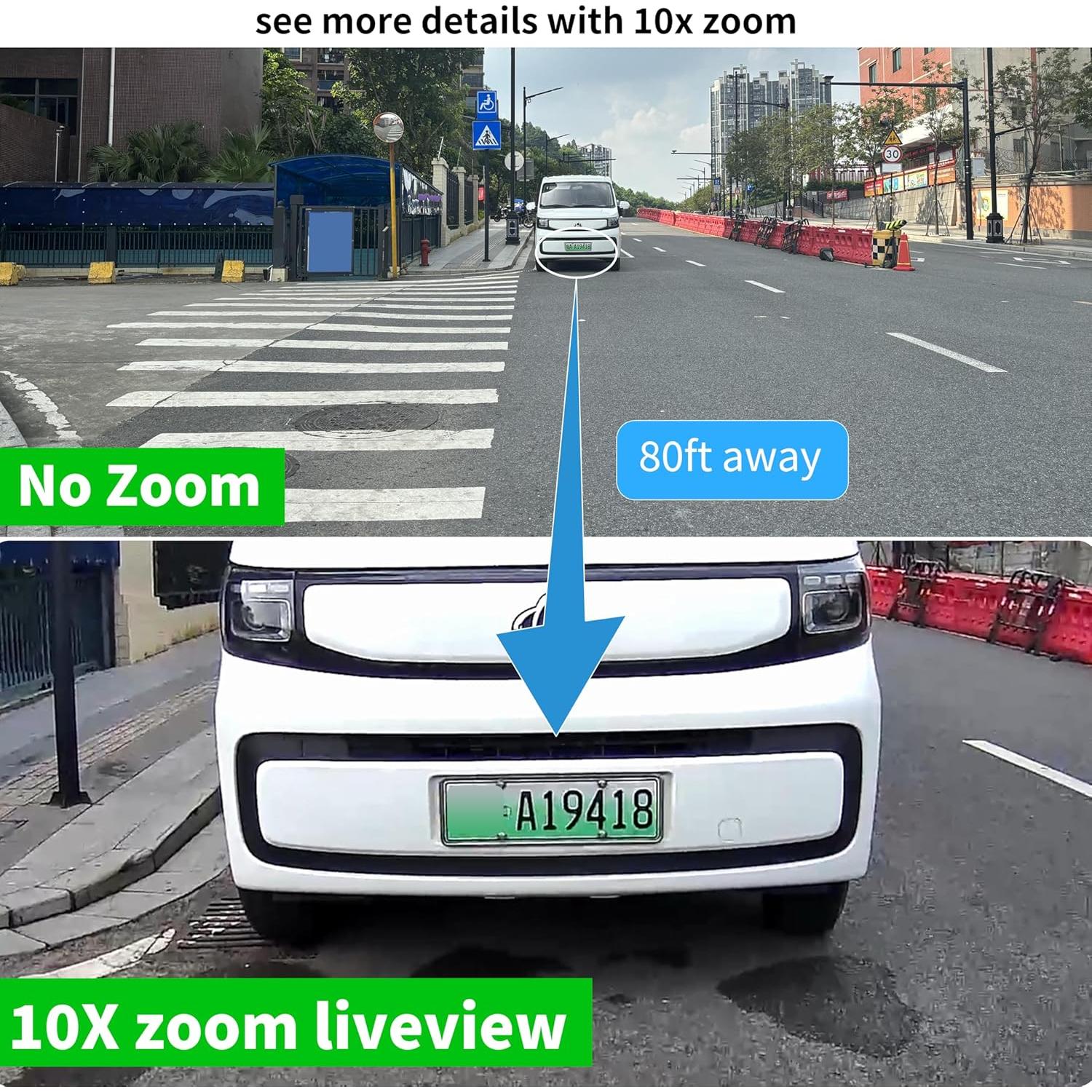 Cámara de Seguridad Exterior LUOVISEE QC15, 3 Lentes, Zoom 10X, WiFi