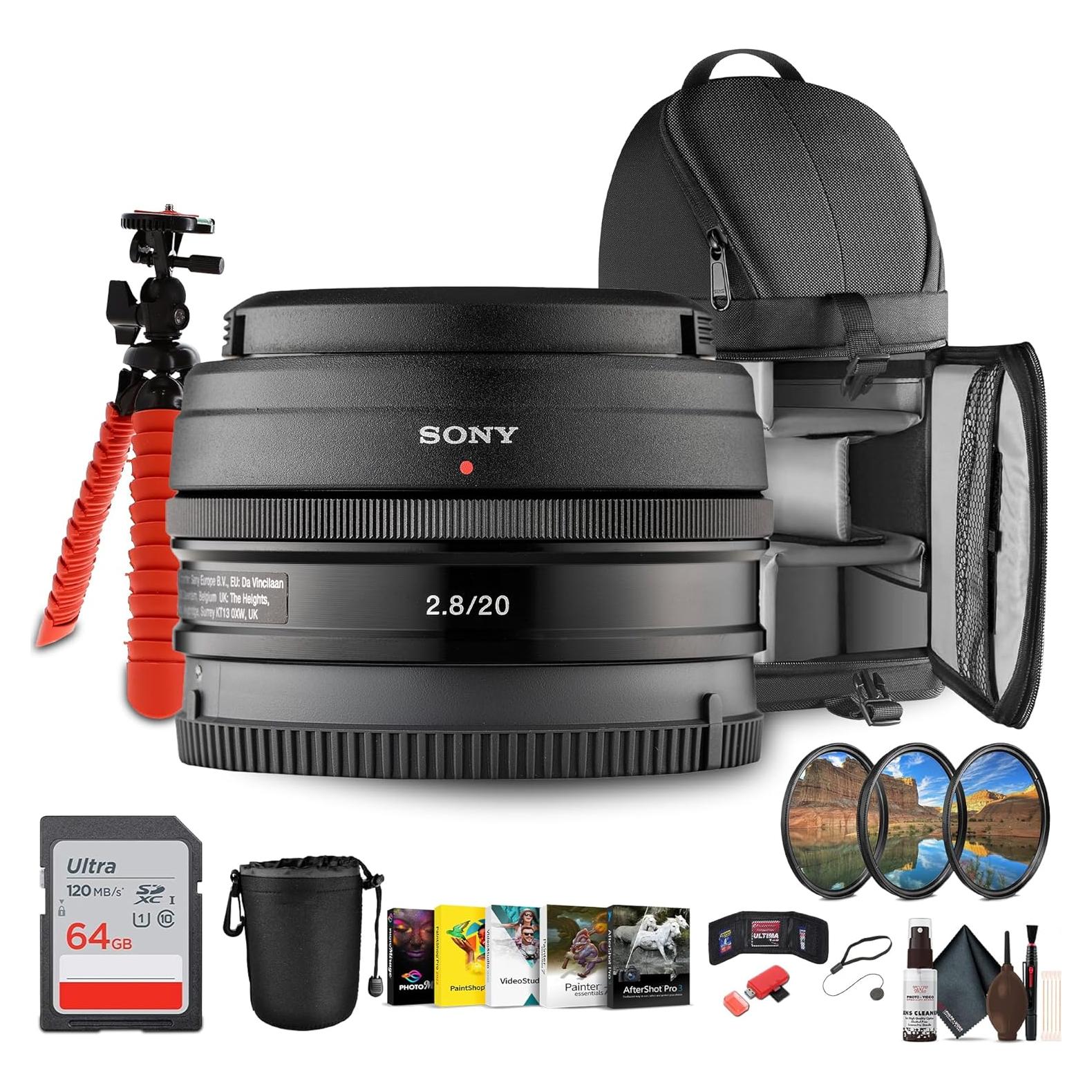 Lente Pancake Sony E 20mm f/2.8 + Mochila + Tarjeta 64GB