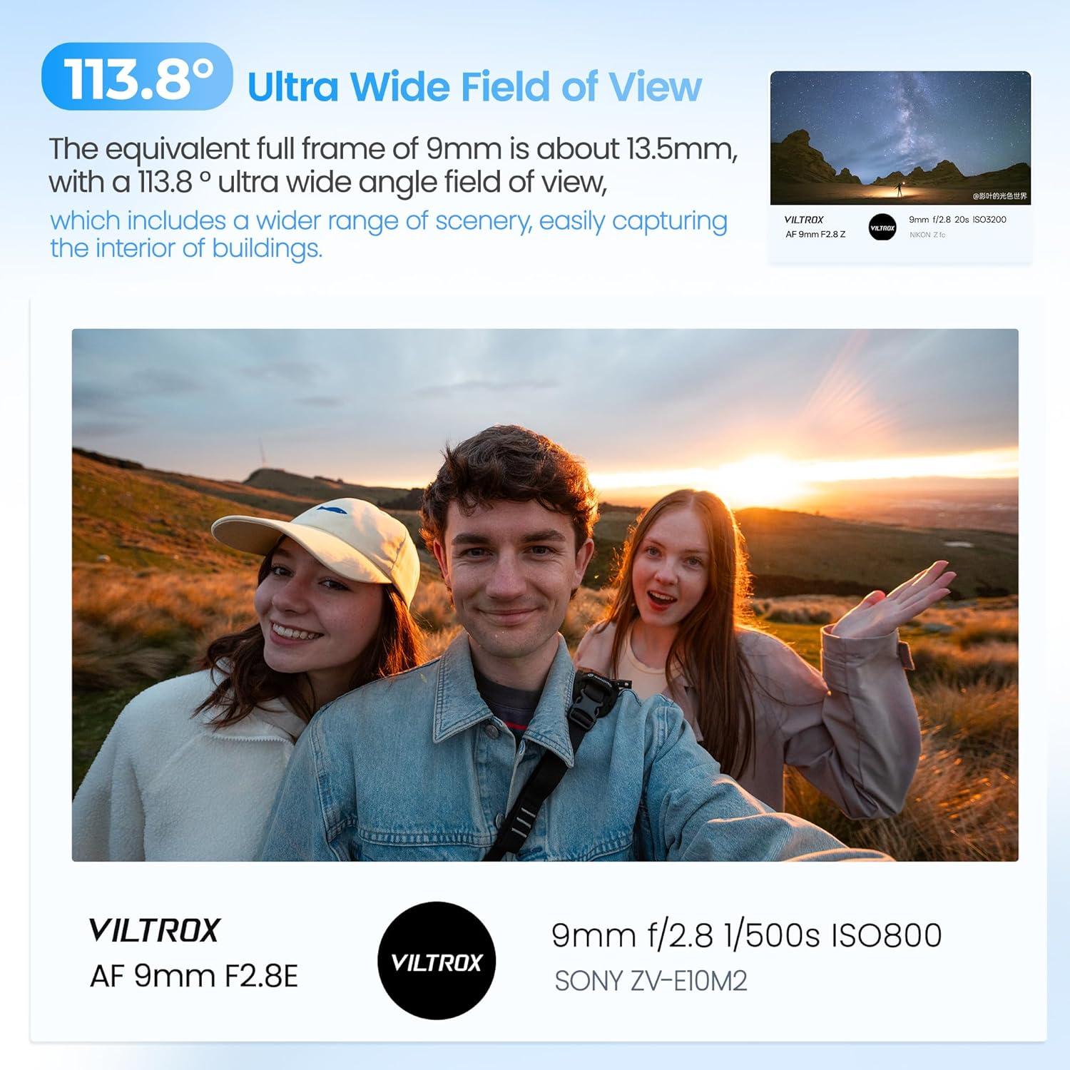 Lente Gran Angular VILTROX 9mm F2.8 E para Cámaras Sony