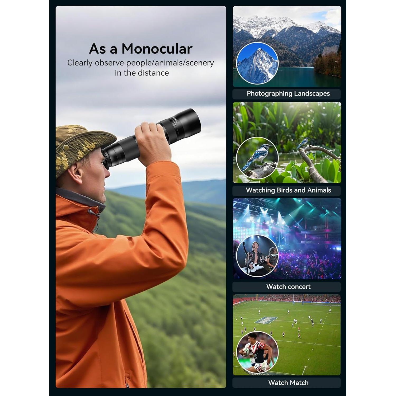 Lente Telefoto Zoom MIAO LAB 20-60X para Smartphone con Trípode