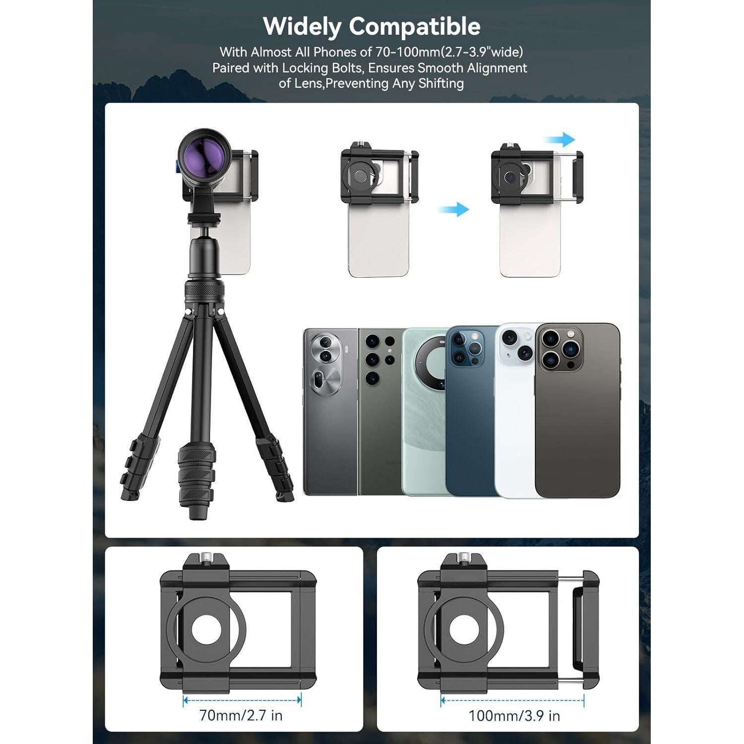 Lente Telefoto Zoom MIAO LAB 20-60X para Smartphone con Trípode