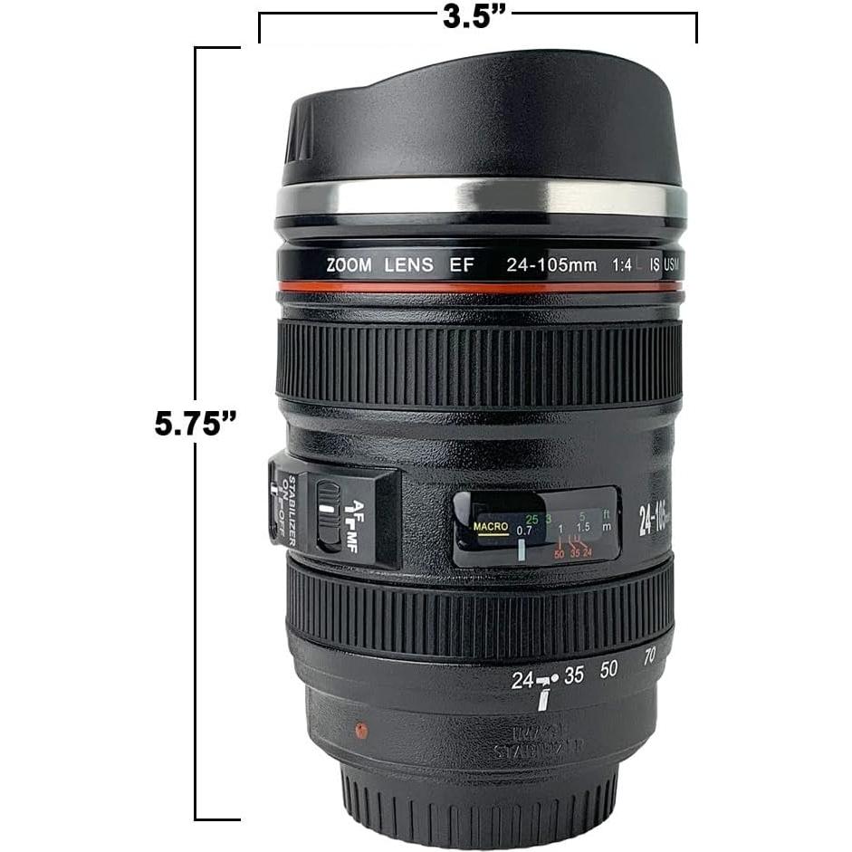 Taza de Lente de Cámara TMANGO 400ml con Tapa Deslizante