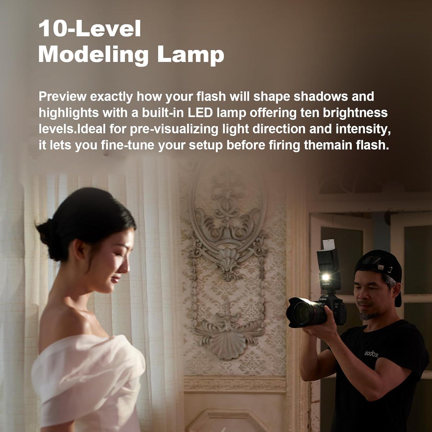 Godox V480 for Canon GODOX TTL Flash - GN50 HSS 1/8000s/650 Flashes/1.7s Recycle/Built-in Modeling Light/Li-ion Battery/Touchscreen/2.4G Wireless Flash/Camera speedlight for Canon