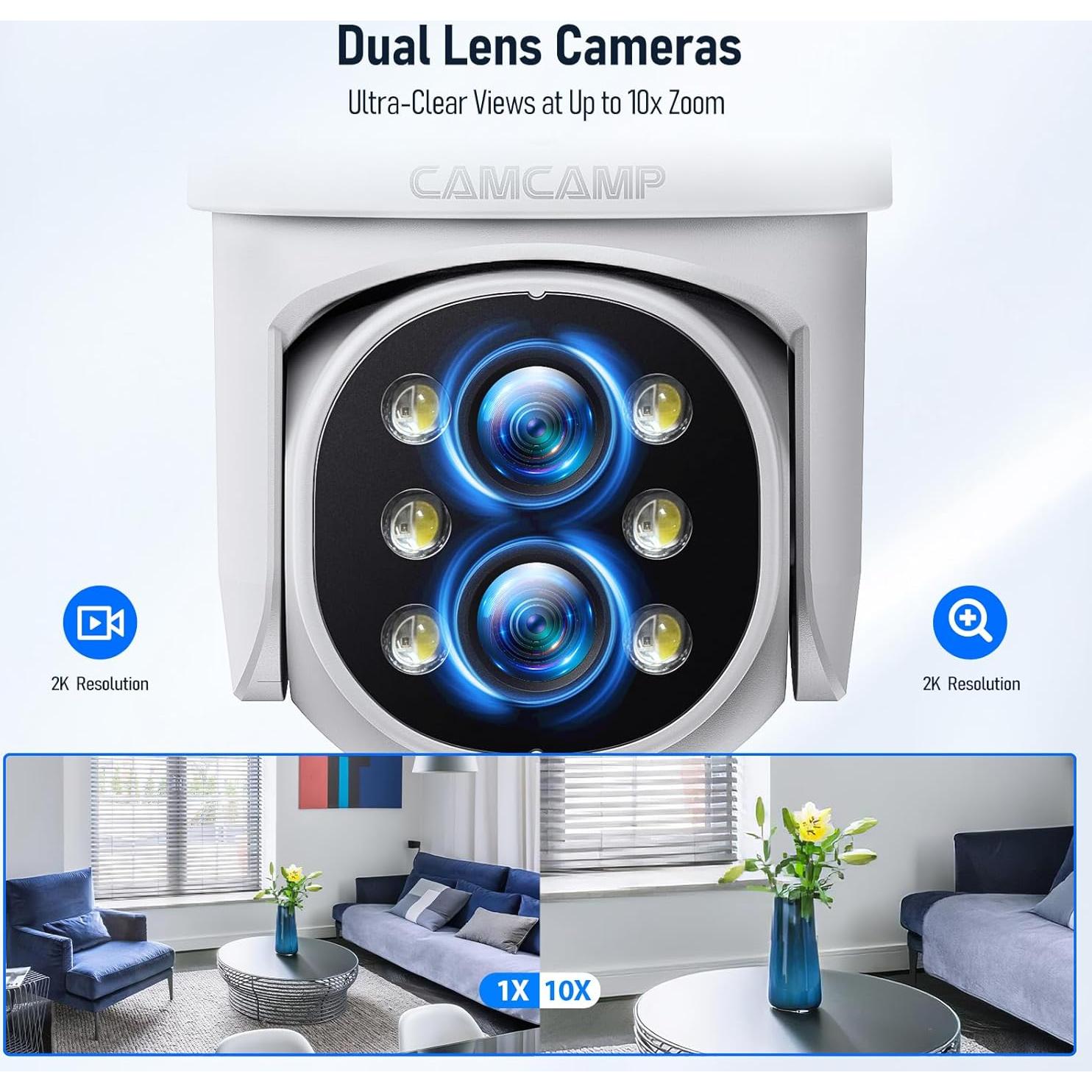 Sistema de Cámara de Seguridad Inalámbrica Camcamp 5MP NVR 10CH