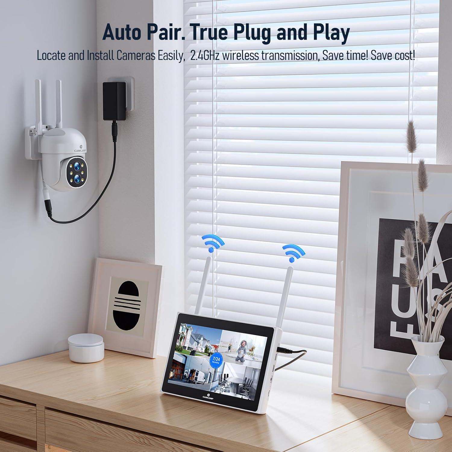 Sistema de Cámara de Seguridad Inalámbrica Camcamp 5MP NVR 10CH