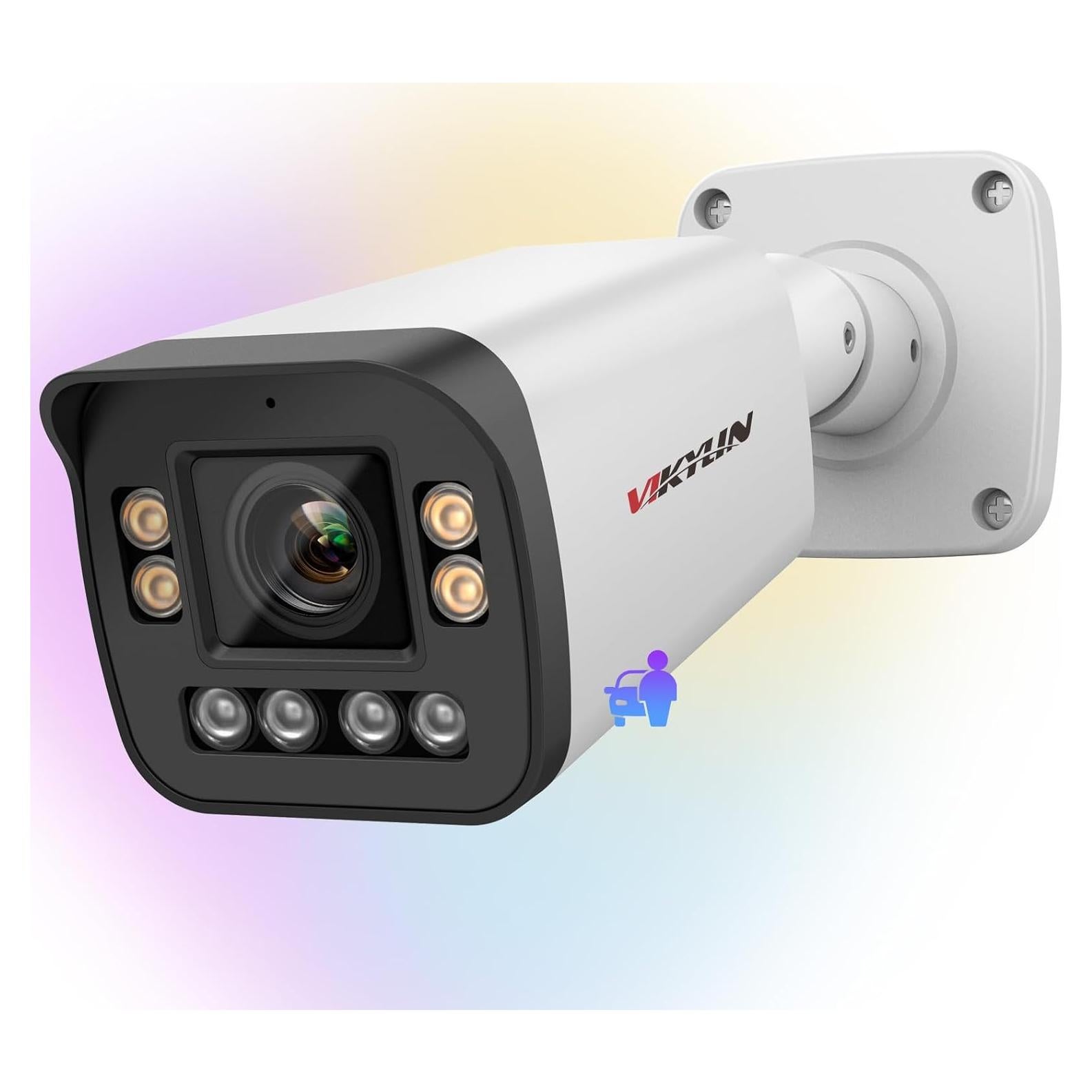 VIKYLIN 4K Optical Zoom IP Camera/8MP Full Color 5X Outdoor Varifocal Bullet PoE Camera 2.7~13.5mm Lens,Smart Dual Light, 2- Way Audio,SD256GB,AI Human/Vehicle Detection