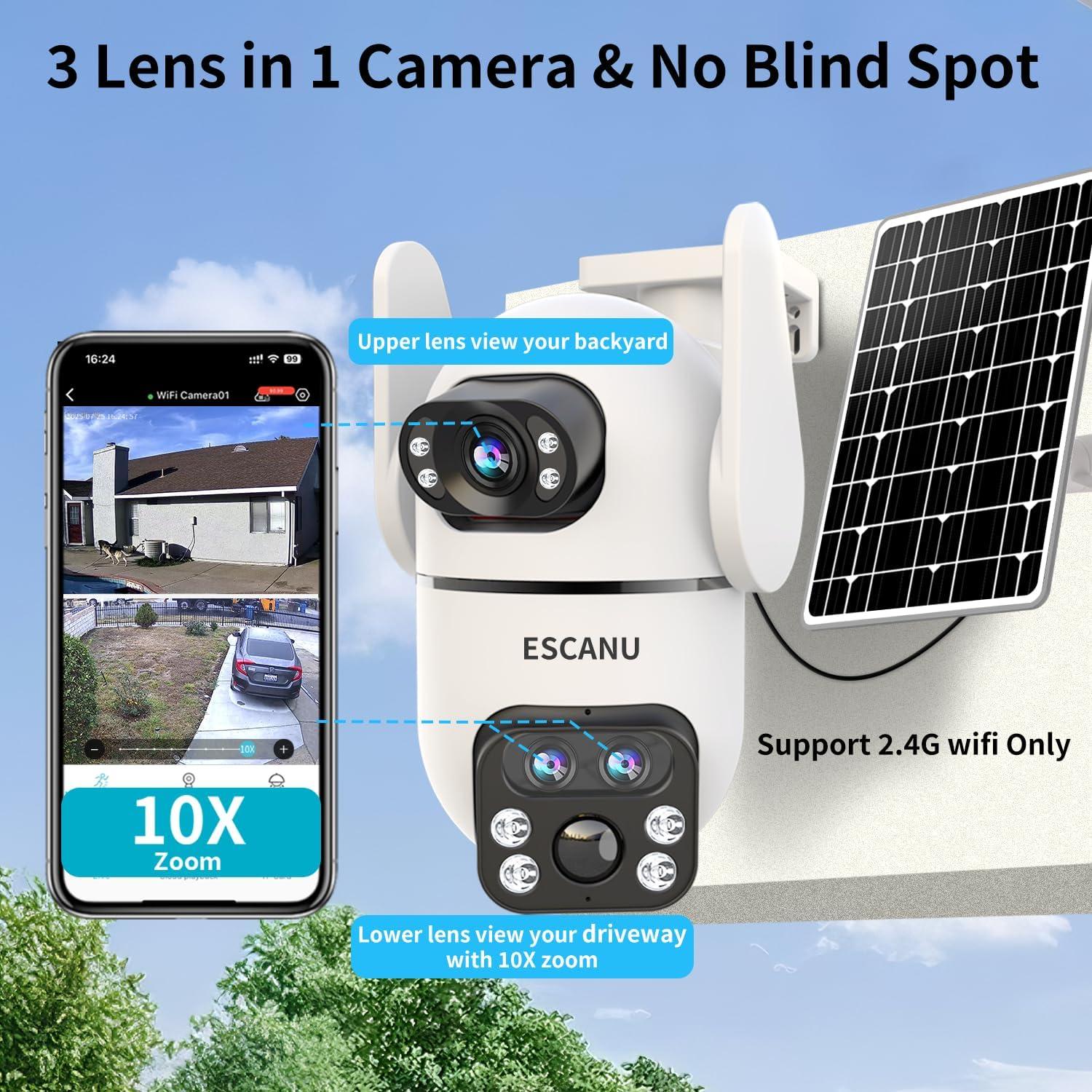 Cámara de Seguridad Inalámbrica ESCANU QG8 2K Solar 360°