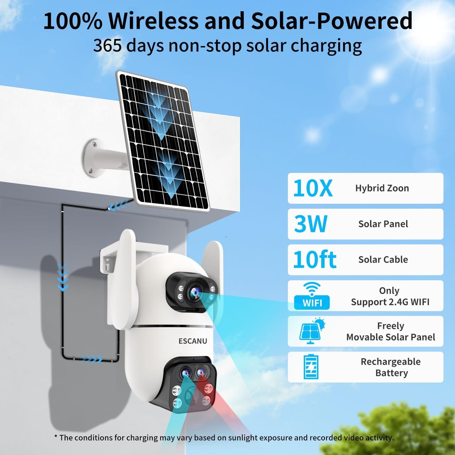 Cámara de Seguridad Inalámbrica ESCANU QG8 2K Solar 360°
