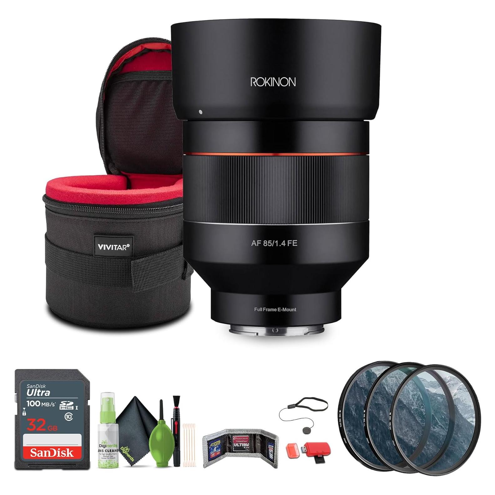 Lente Rokinon AF 85mm f/1.4 para Sony E + Accesorios