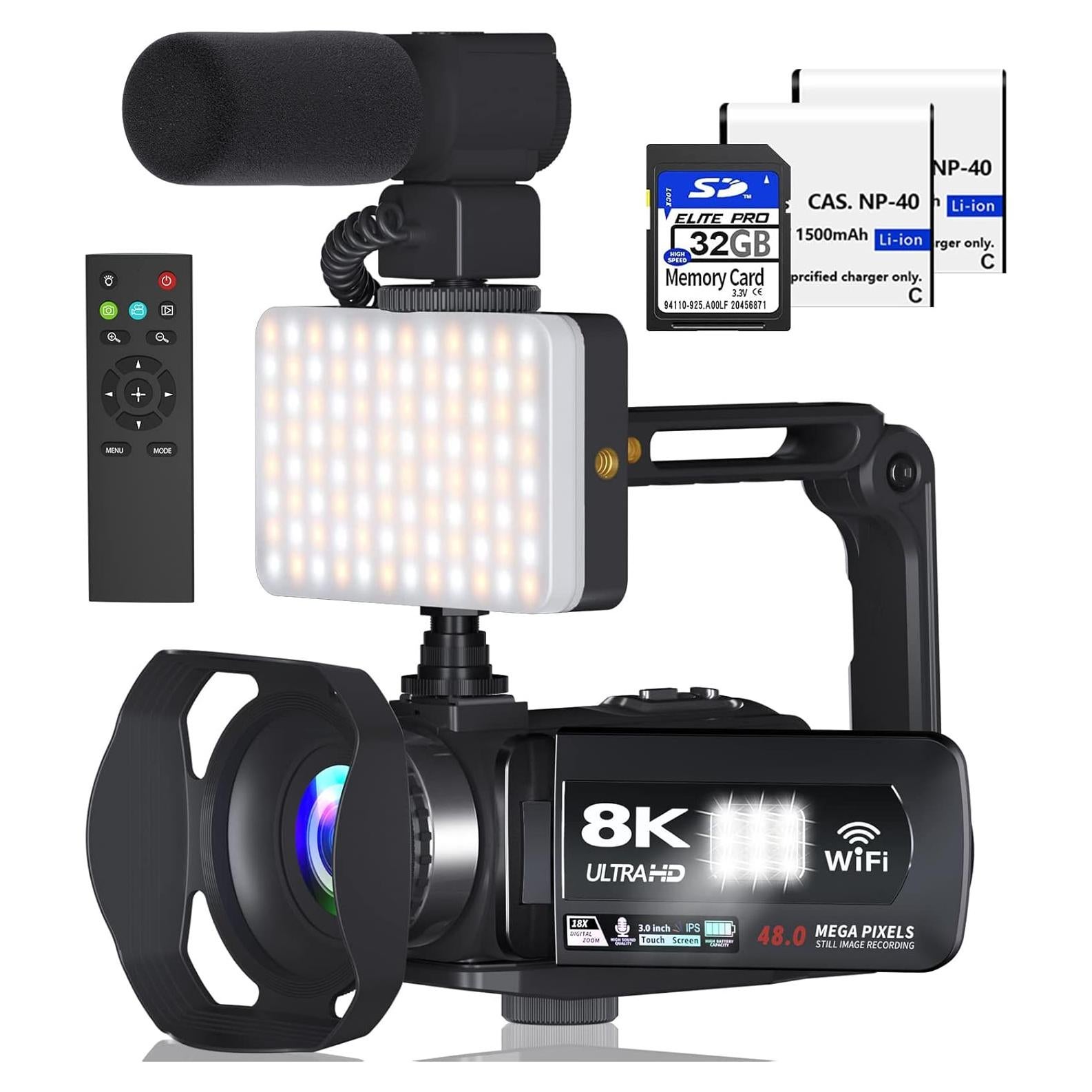 Cámara de Video VETEK 8K 48MP WiFi con Visión Nocturna IR