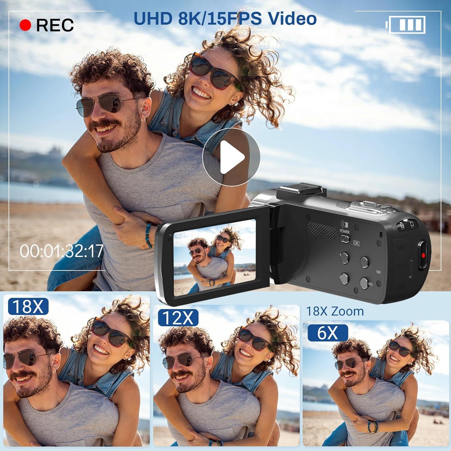 Cámara de Video VETEK 8K 48MP WiFi con Visión Nocturna IR