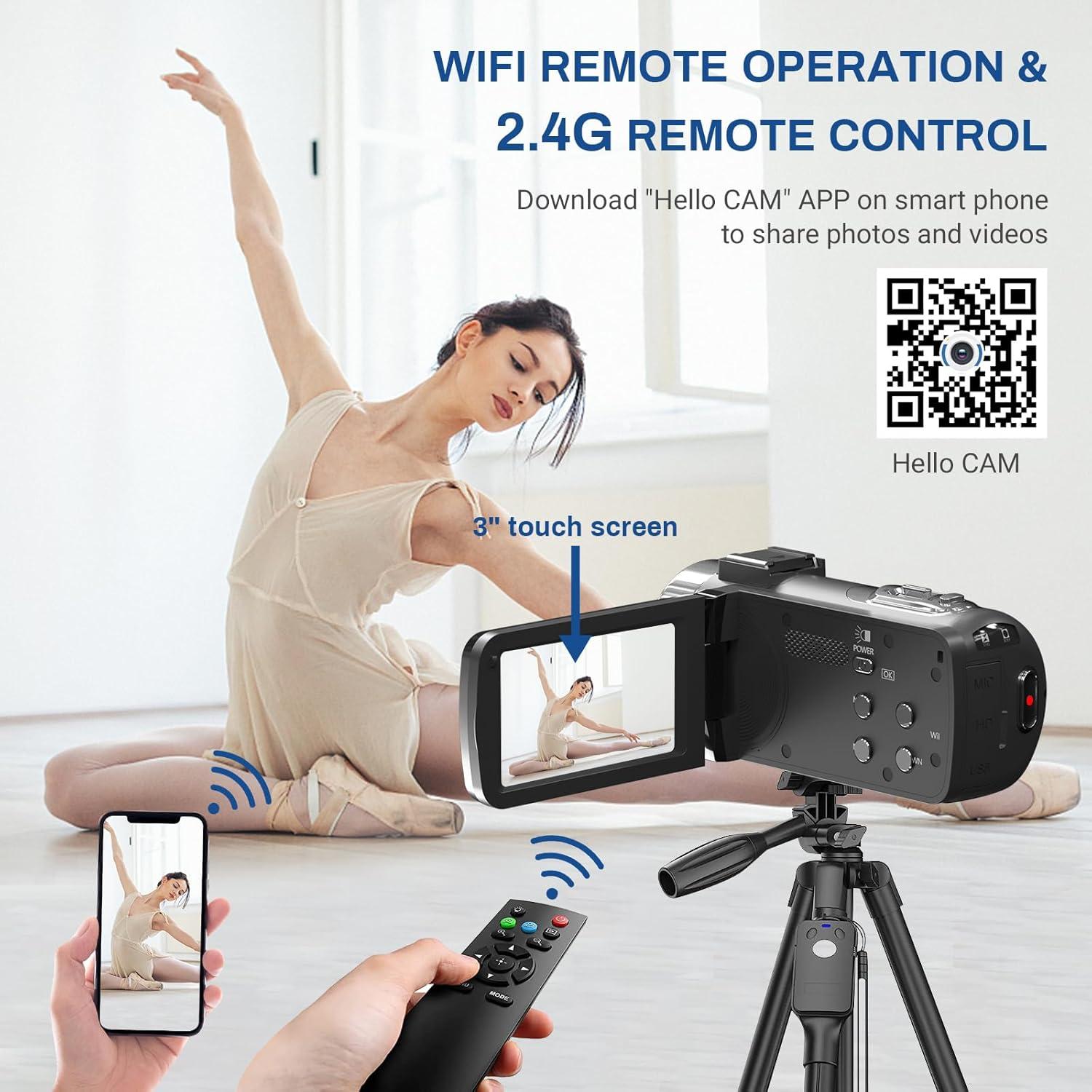Cámara de Video VETEK 8K 48MP WiFi con Visión Nocturna IR
