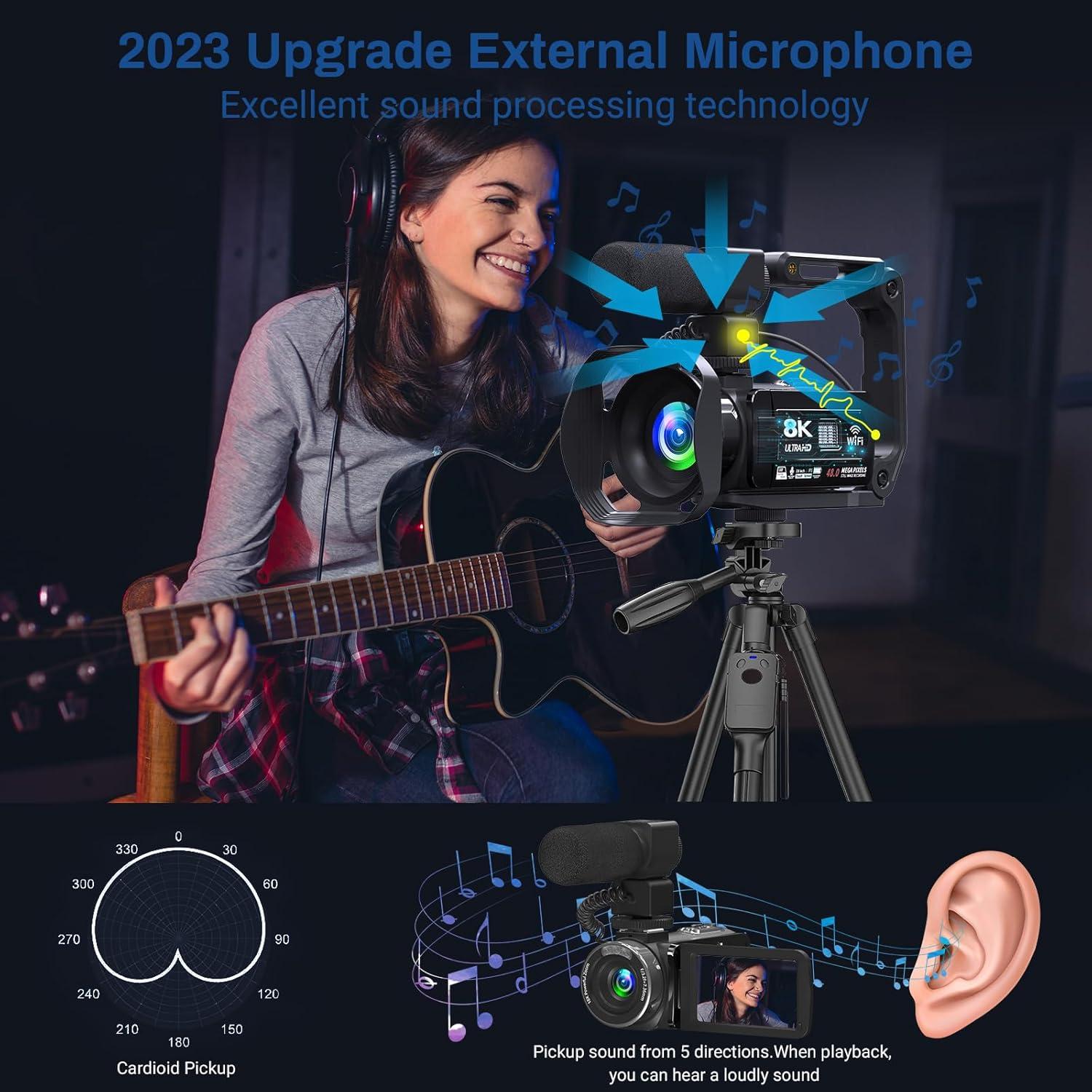 Cámara de Video VETEK 8K 48MP WiFi con Visión Nocturna IR