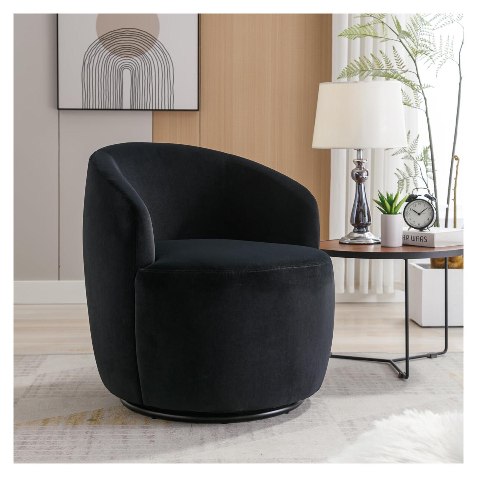 Silla de Acento Giratoria i-POOK Tapizada en Terciopelo Negro