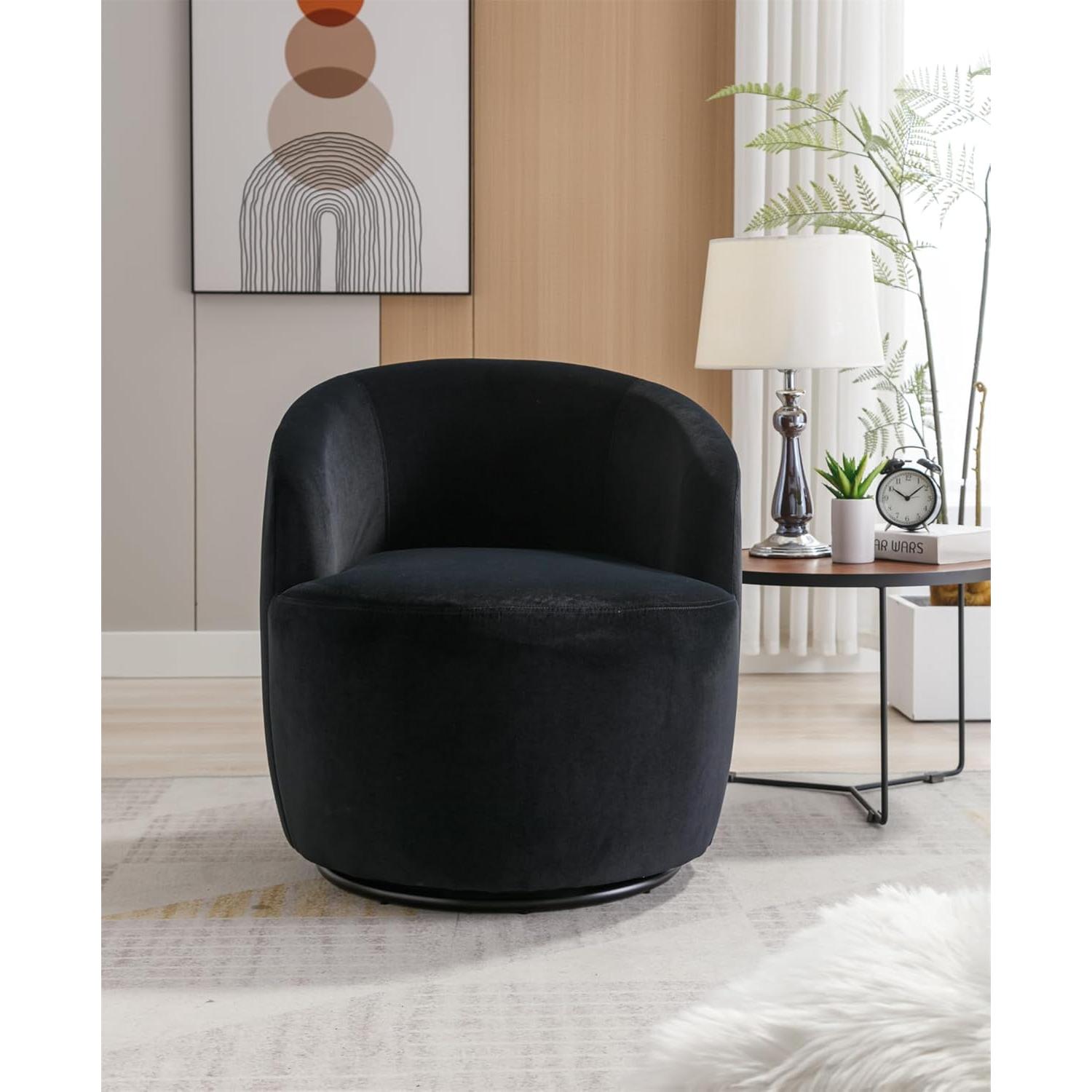Silla de Acento Giratoria i-POOK Tapizada en Terciopelo Negro