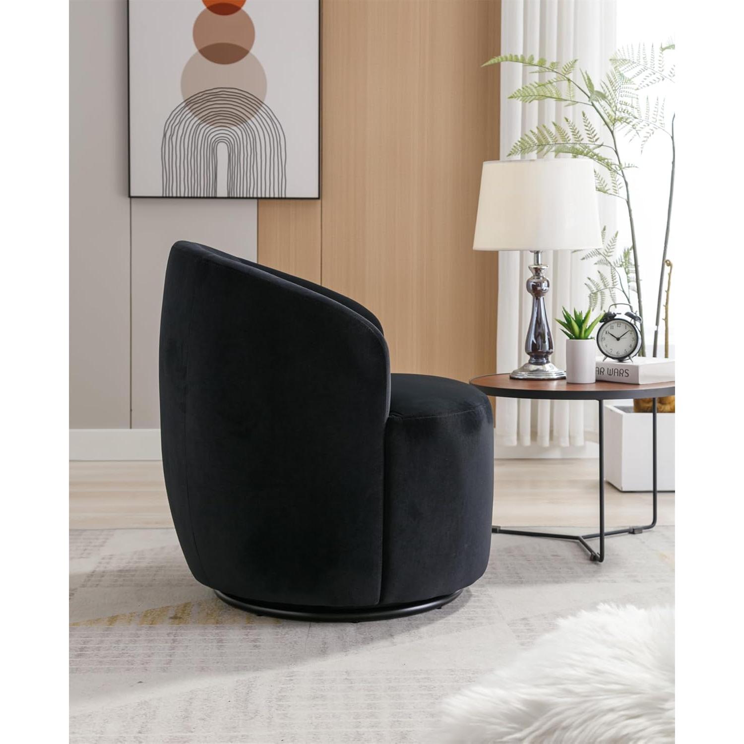 Silla de Acento Giratoria i-POOK Tapizada en Terciopelo Negro