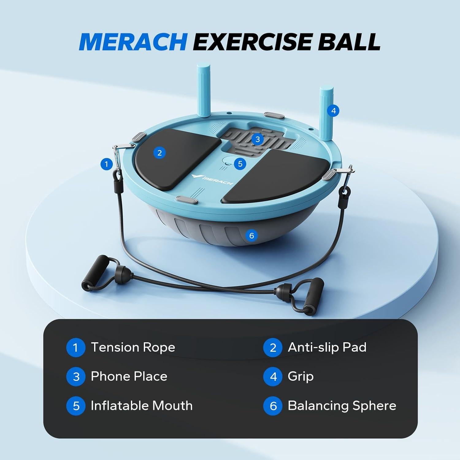 Entrenador de Bola de Equilibrio MERACH MR-2506WL 46cm Azul