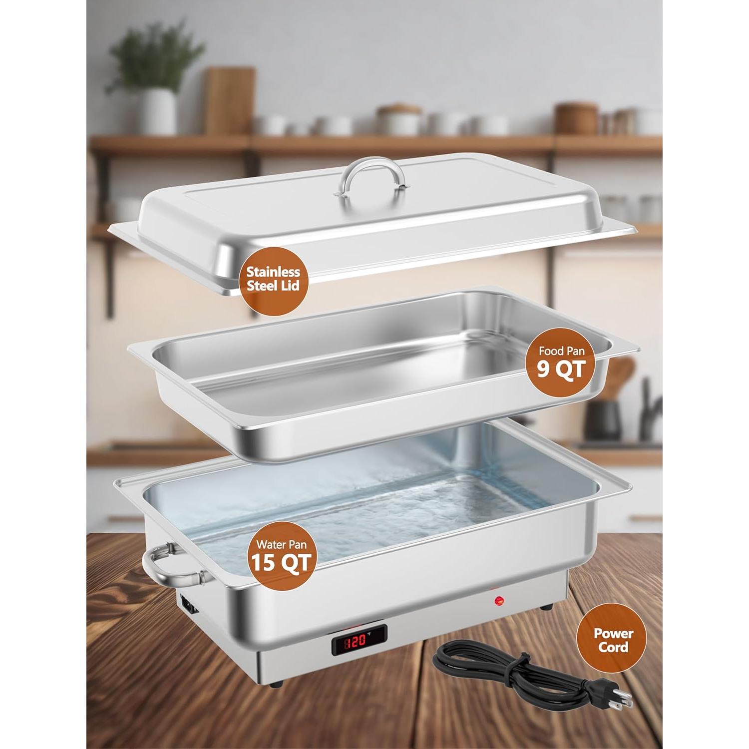 Plato Calentador Eléctrico GarveeHome 9 QT Acero Inoxidable