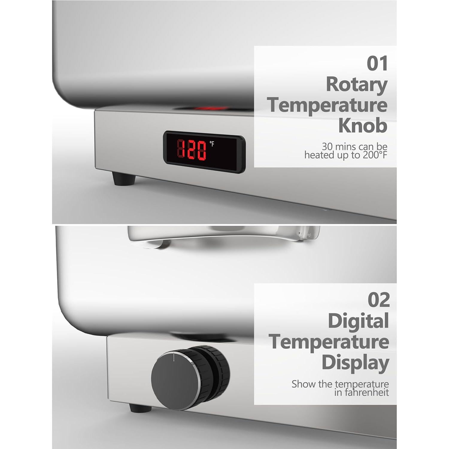 Plato Calentador Eléctrico GarveeHome 9 QT Acero Inoxidable