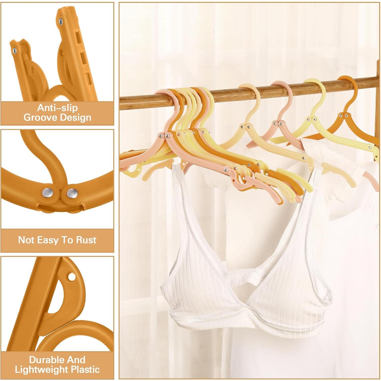 24 Perchas de Viaje Plegables Teenyyou Antideslizantes Coloridas