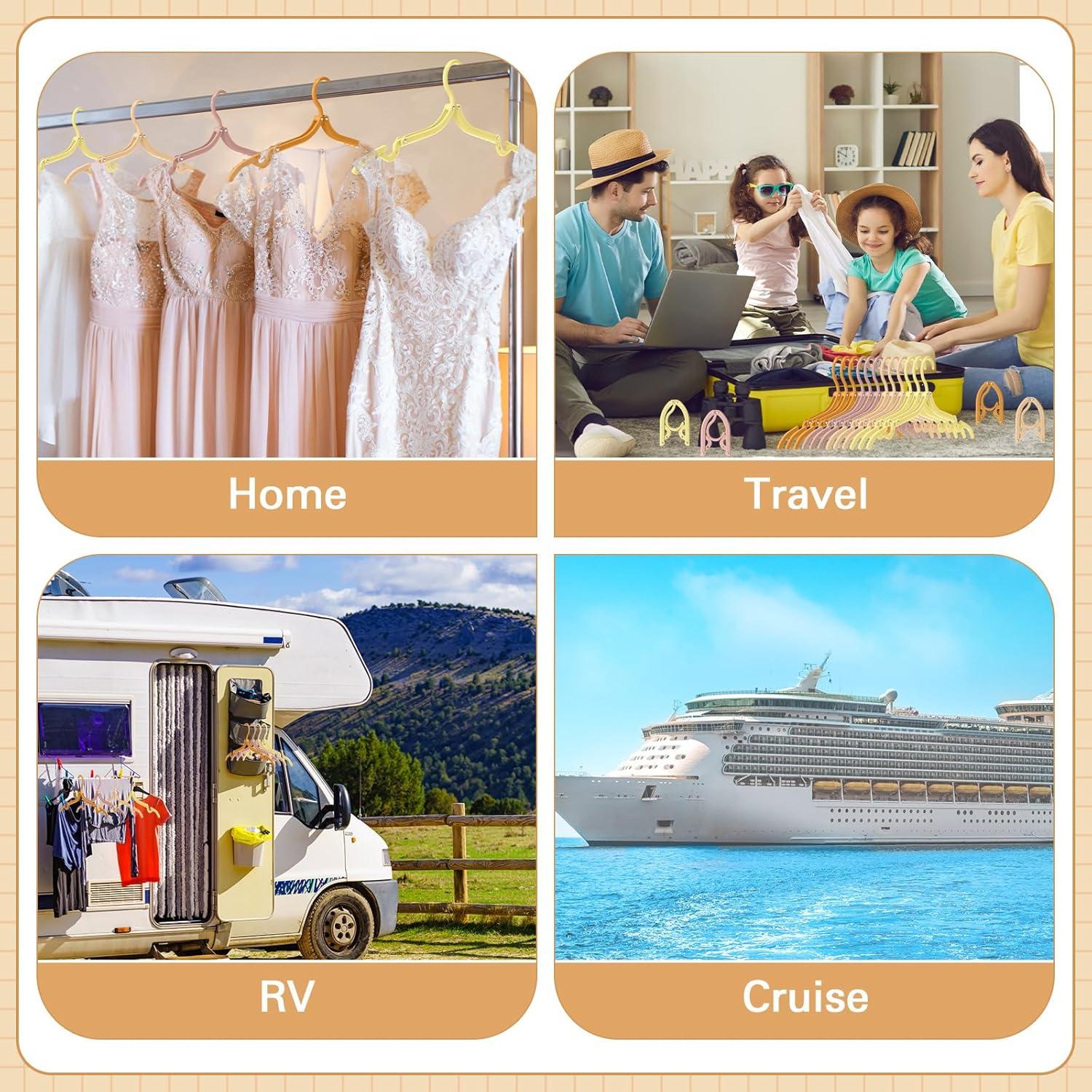 24 Perchas de Viaje Plegables Teenyyou Antideslizantes Coloridas