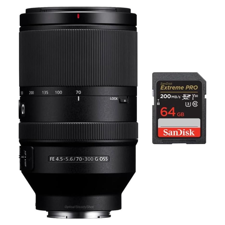 Lente Telefoto Sony FE 70-300mm f/4.5-5.6 G OSS E-Mount + SD 64GB