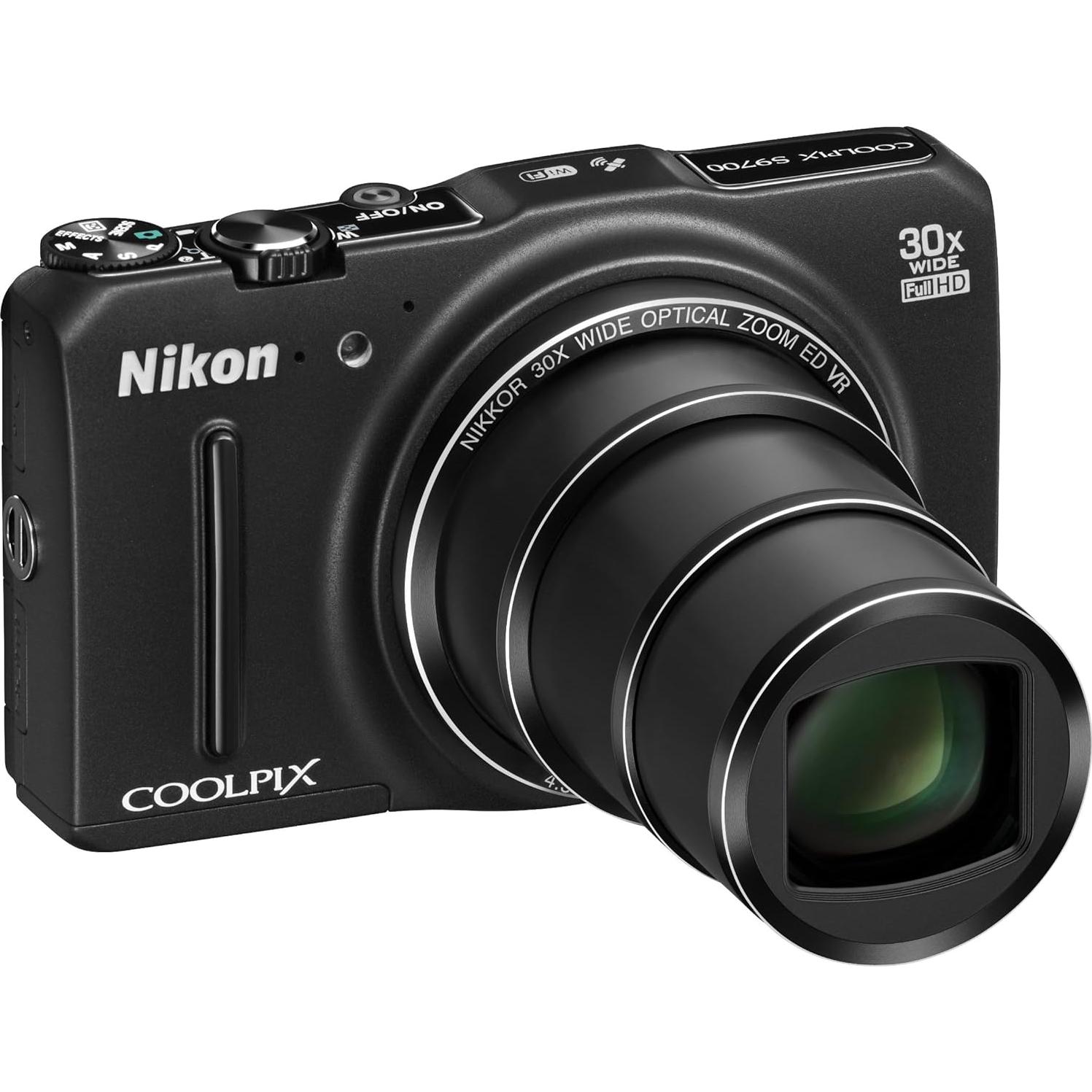 Nikon COOLPIX S9700 16.0 MP Wi-Fi Digital Camera with 30x Zoom NIKKOR Lens, GPS, and Full HD 1080p Video (Black)