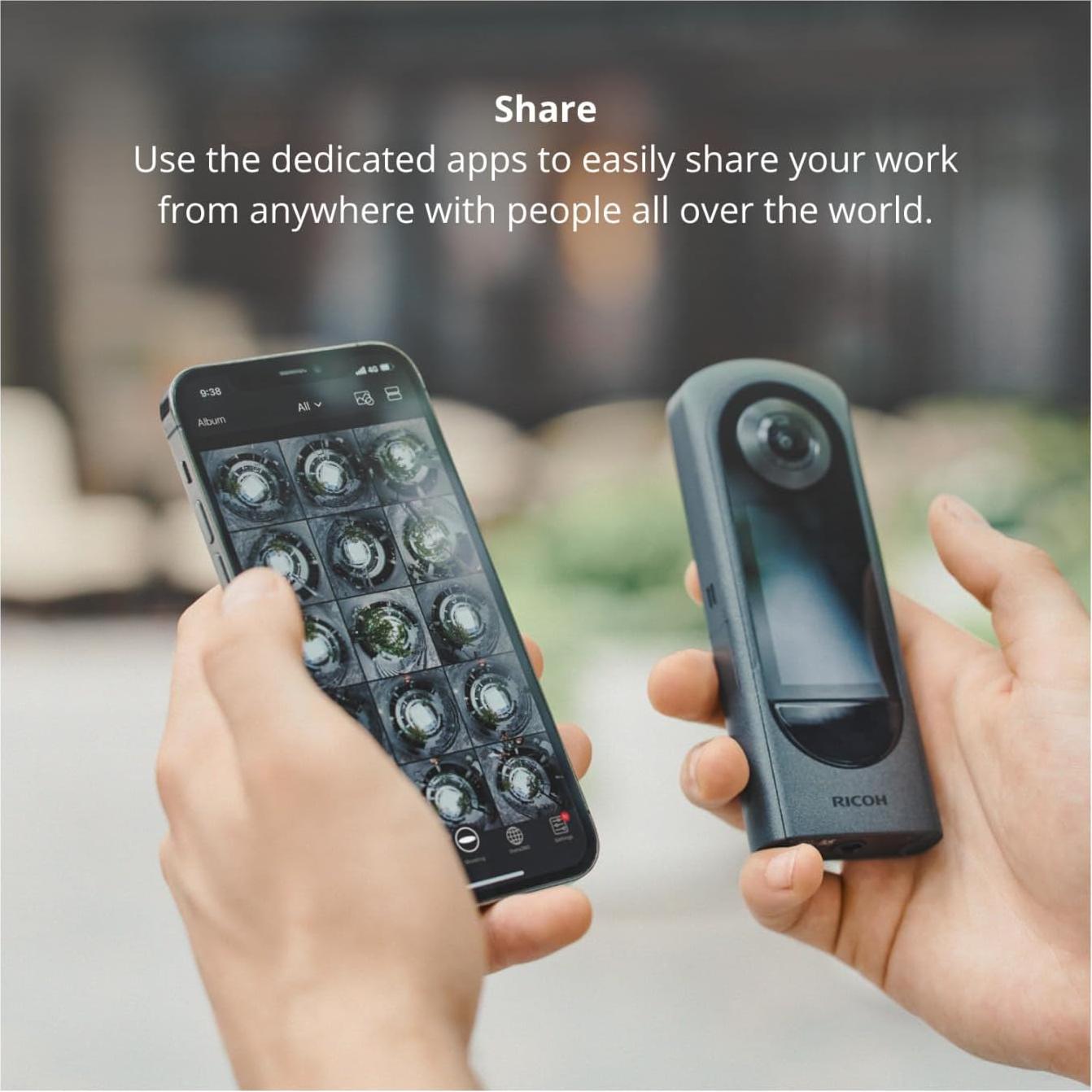 Cámara 360 Grados Ricoh Theta X con Accesorios y Trípode