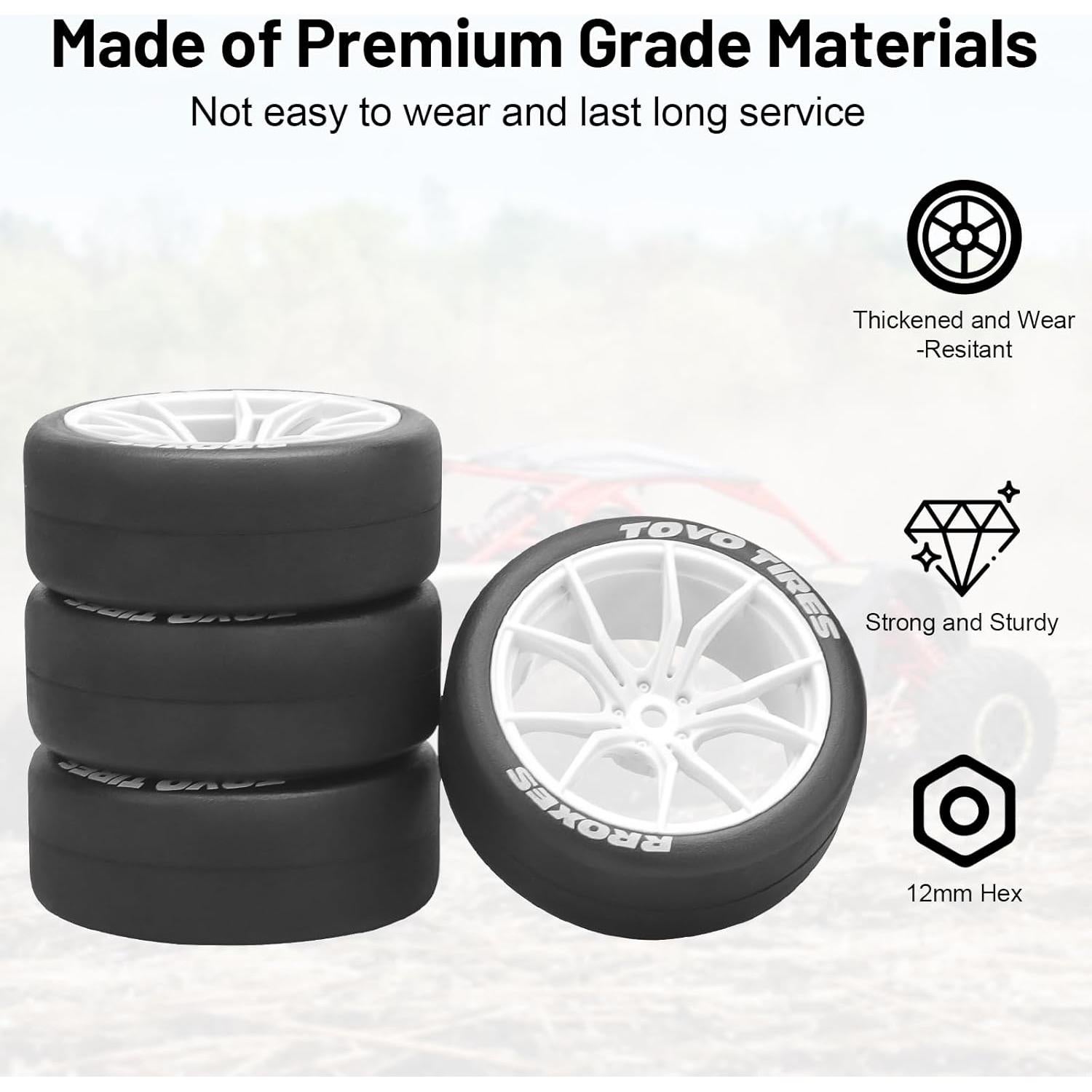 Neumáticos y Ruedas de Drift RC Daitoku 1/10 65mm Blanco